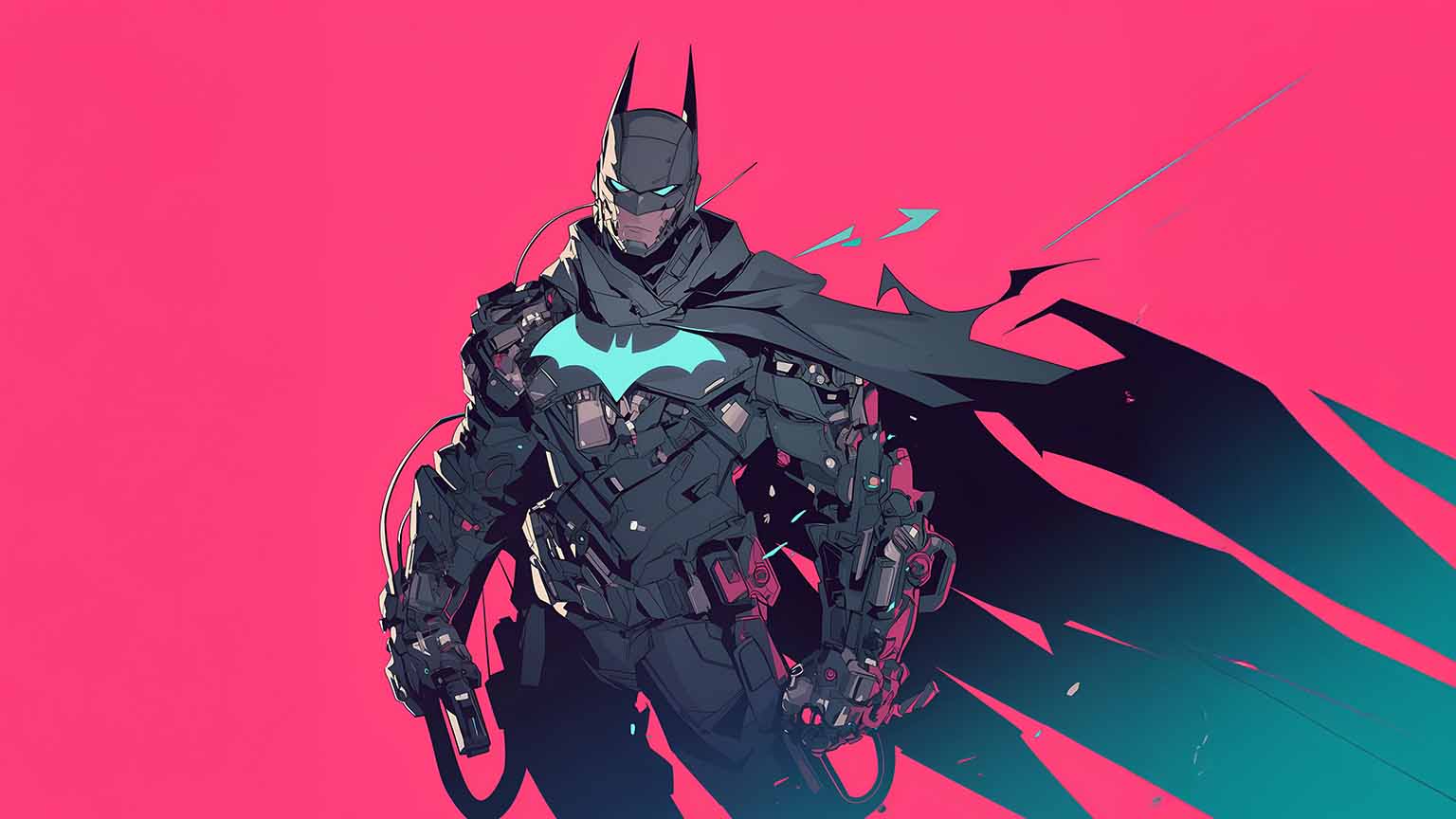 1536x864 Free DC Batman Cyberpunk Suit Pink Desktop Wallpaper