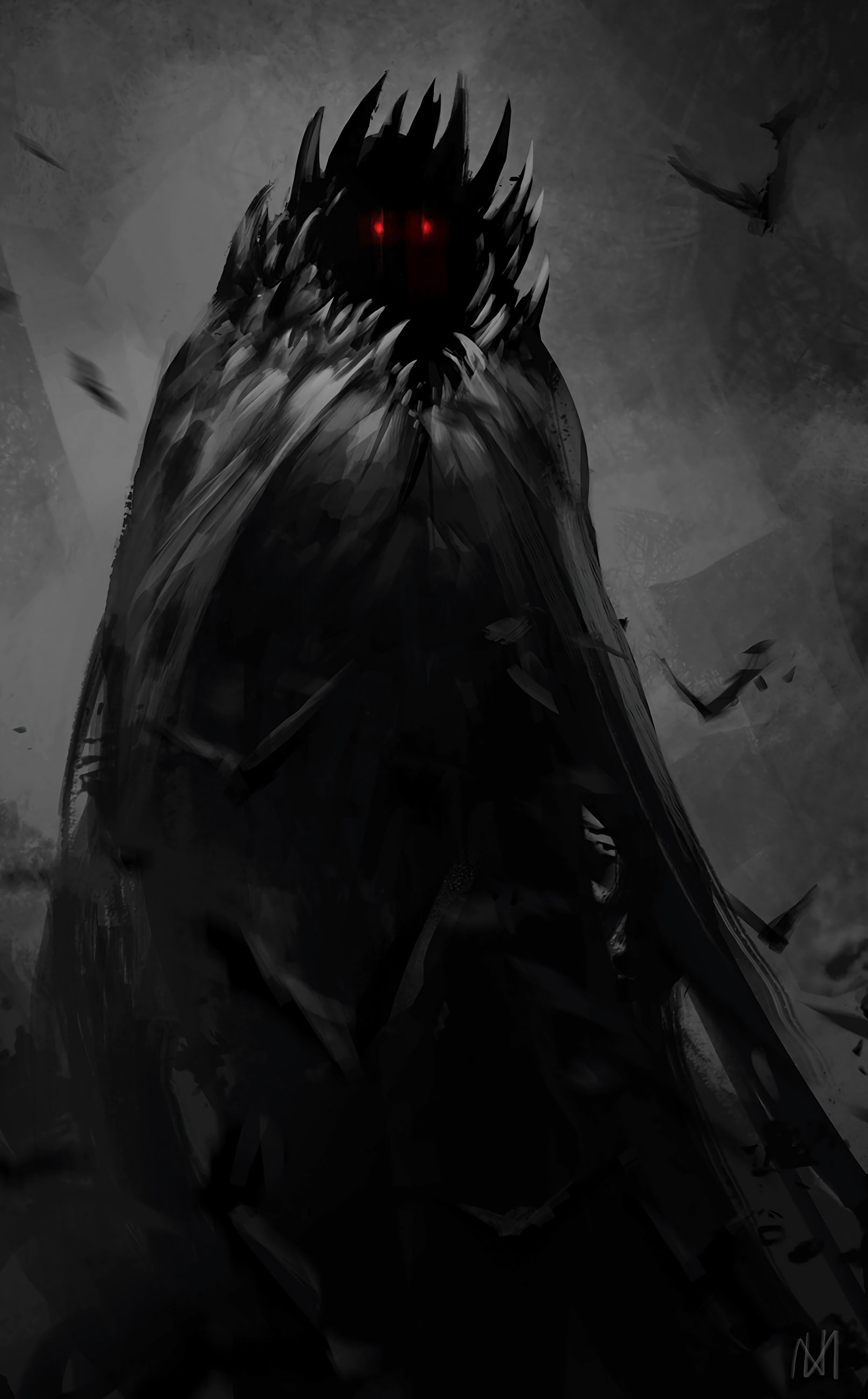 1862x3000 Phone wallpaper: Demon, Art, Dark, Ghost, Birds 75186