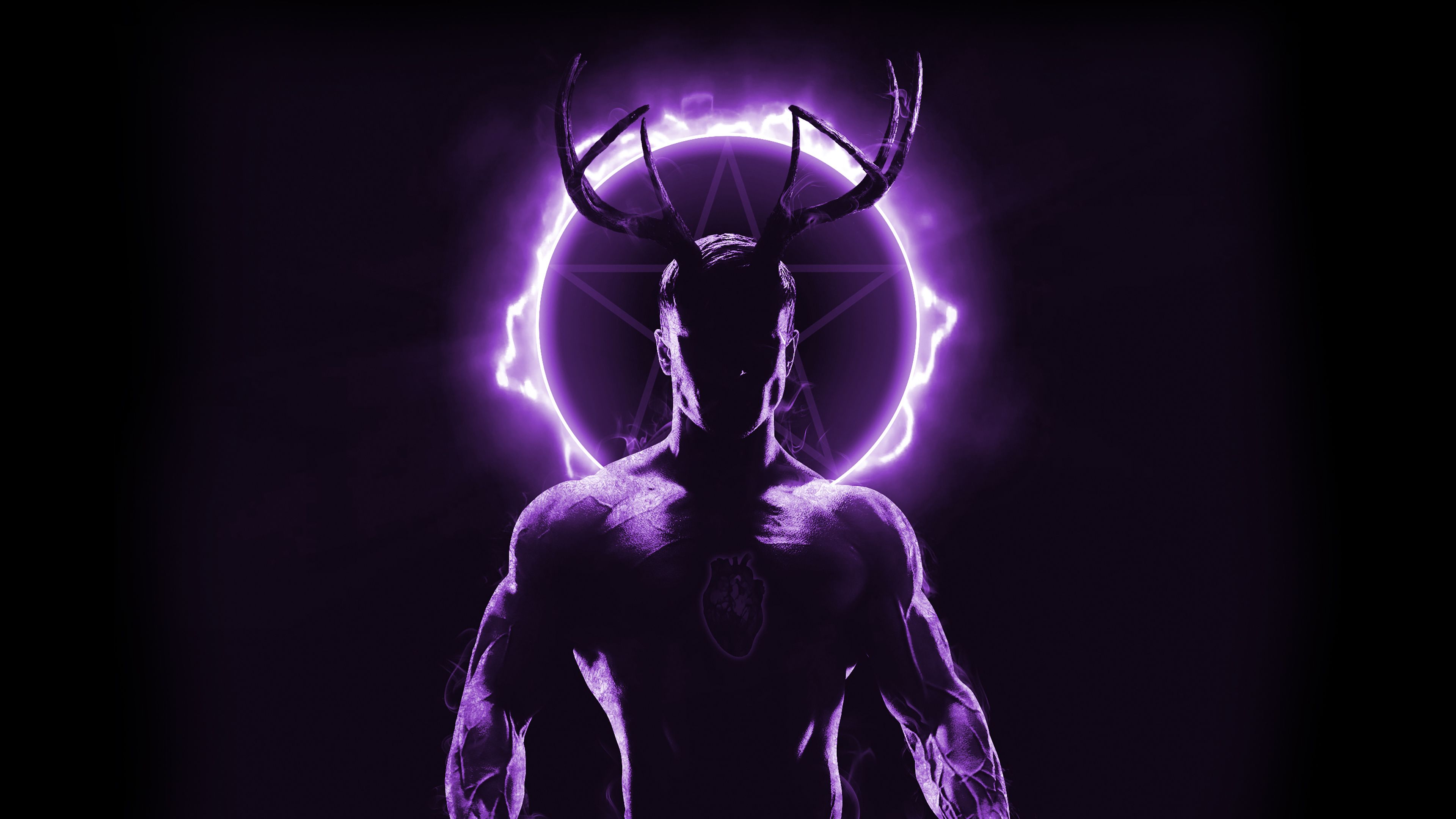 3840x2160 Desktop wallpaper: Purple, Demon, Fantasy, Horns 4K free download for PC. 958723