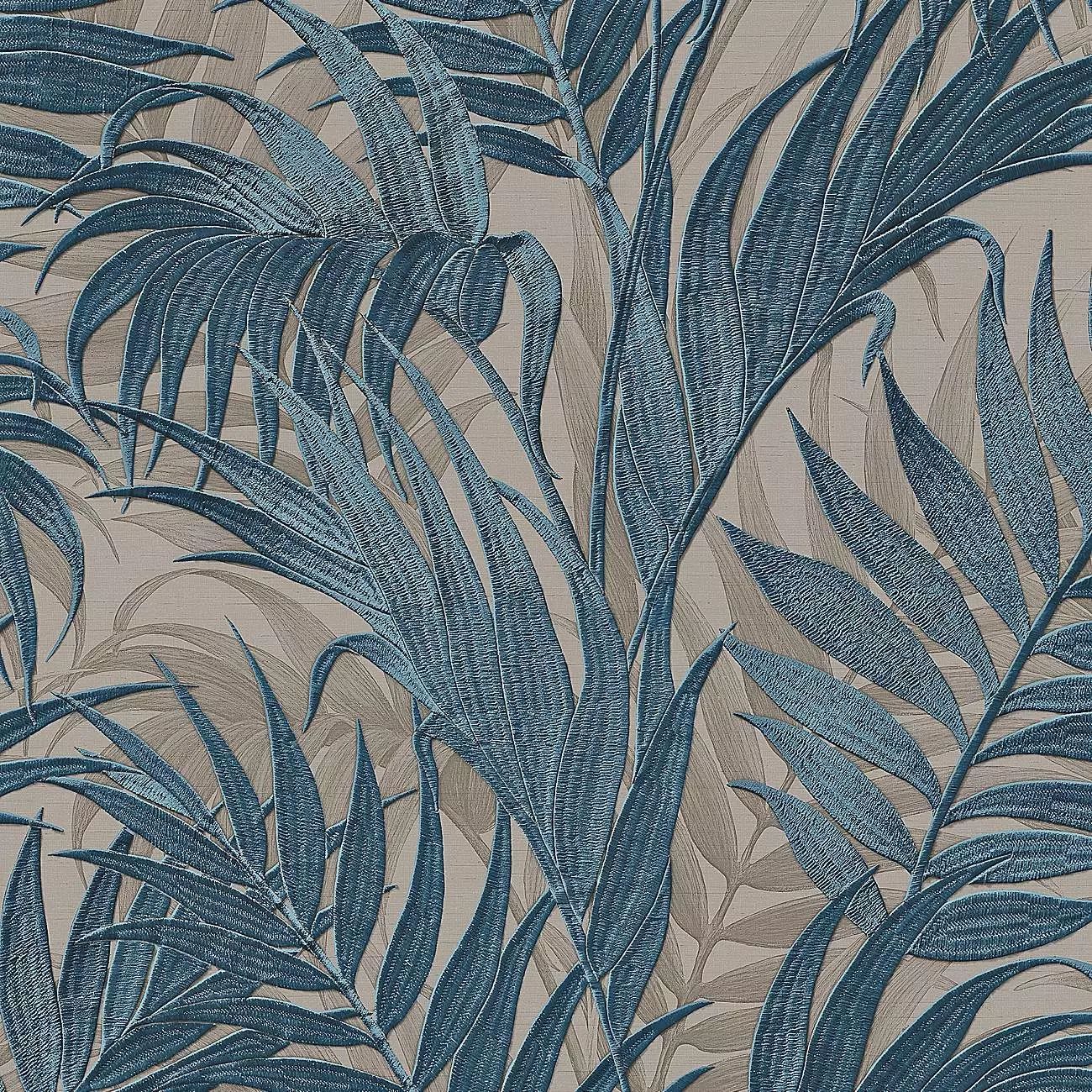 1300x1300 Grace Tropical Palm Leaf Blue. Blue Tropical Leaf Wallpaper