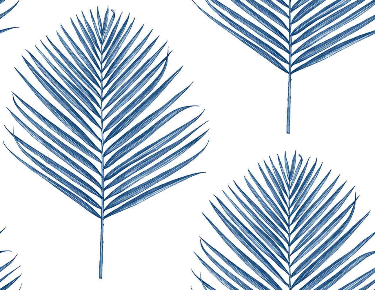 1294x1000 Lillian August Maui Palm Peel and Stick Wallpaper, Coastal Blue