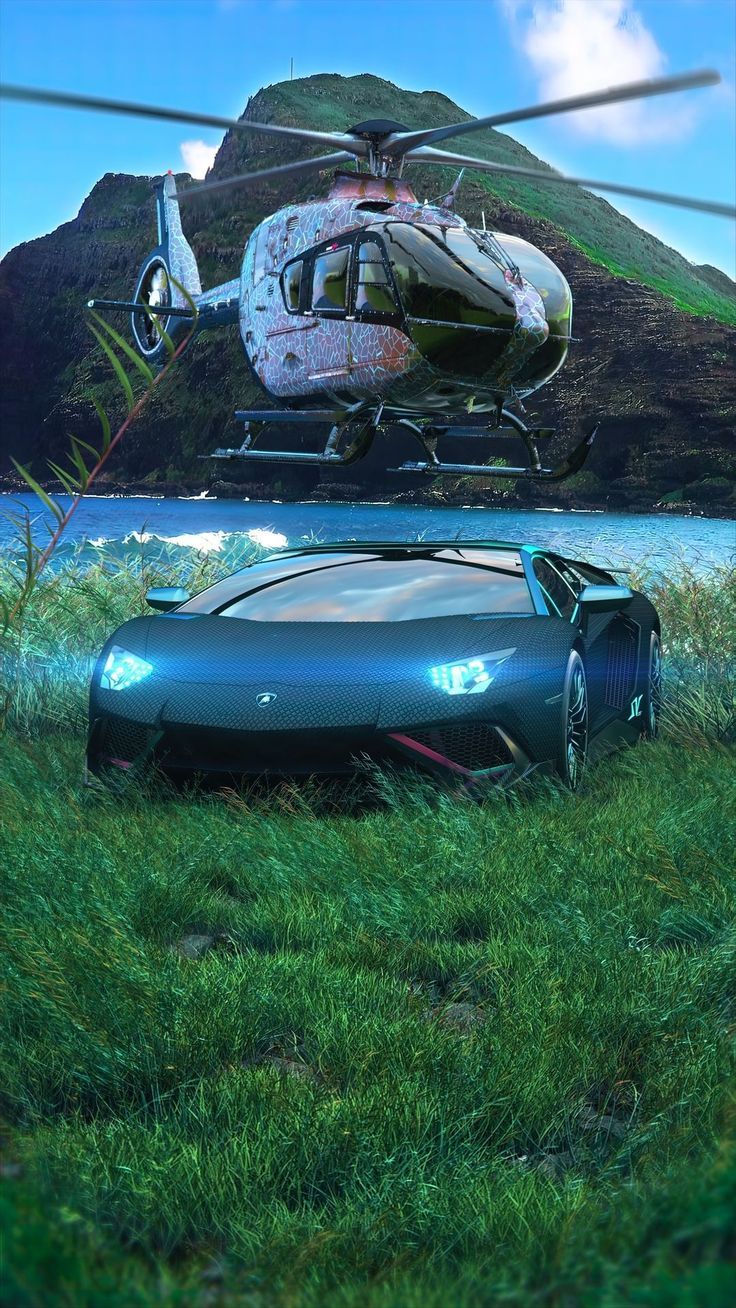 736x1308 Futuristic Car with Helicopter Flying Over Car Wallpaper. Fondos de pantalla carros, Vida de