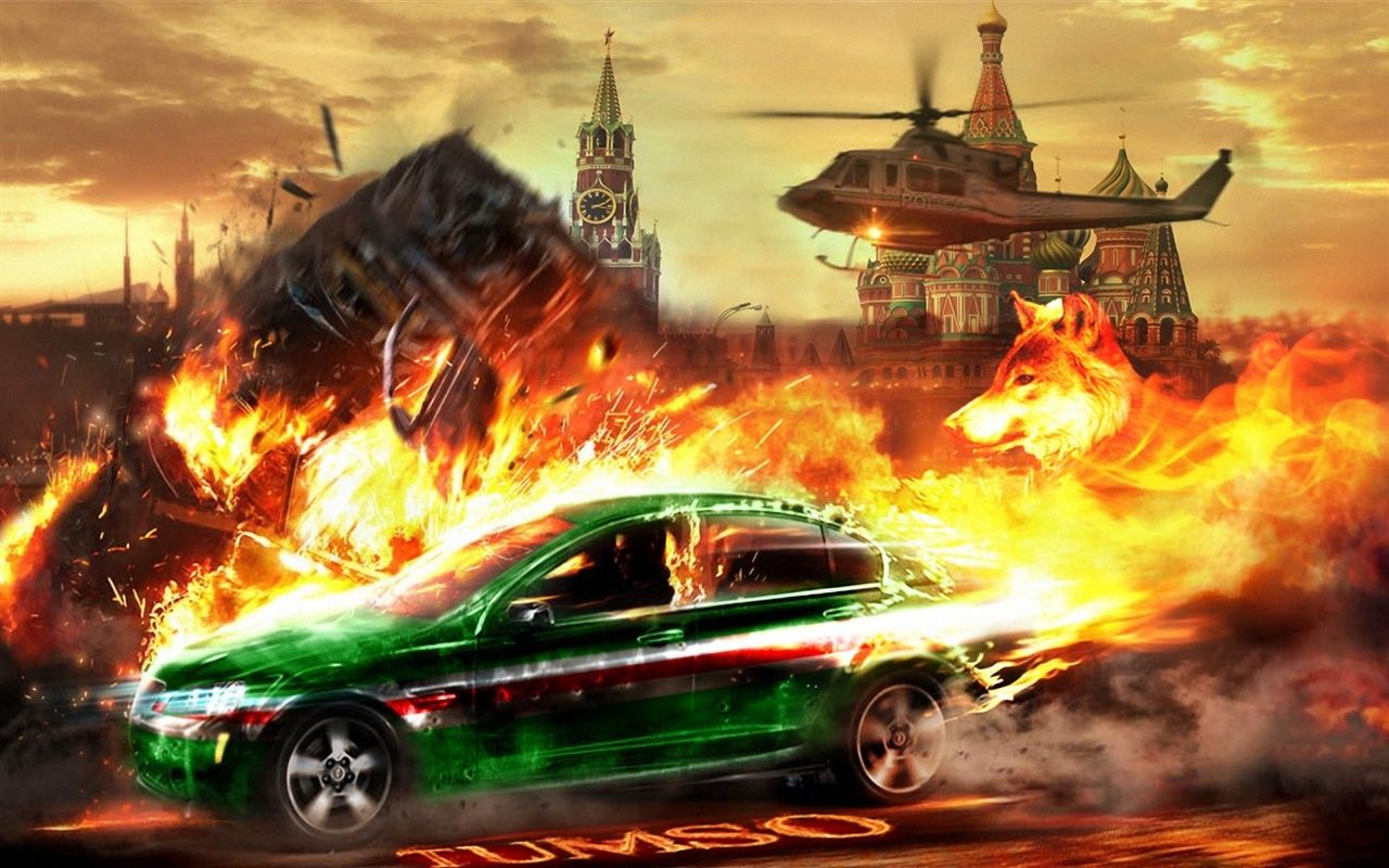 1280x800 Wallpaper Helicopter chase car Kremlin 1920x1200 Picture, Image