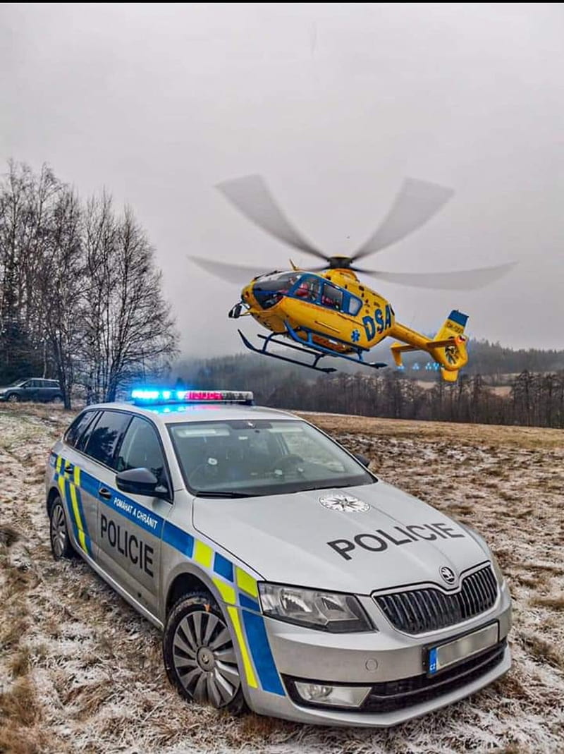 800x1069 Czech policie, helicopter, octavia, HD phone wallpaper