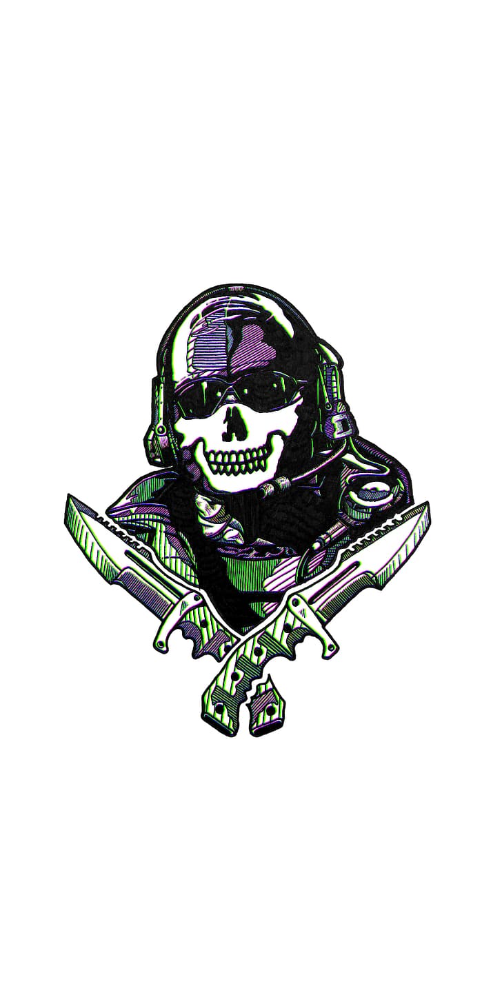 728x1456 HD wallpaper: ghost, Call of Duty, drawing, shooter