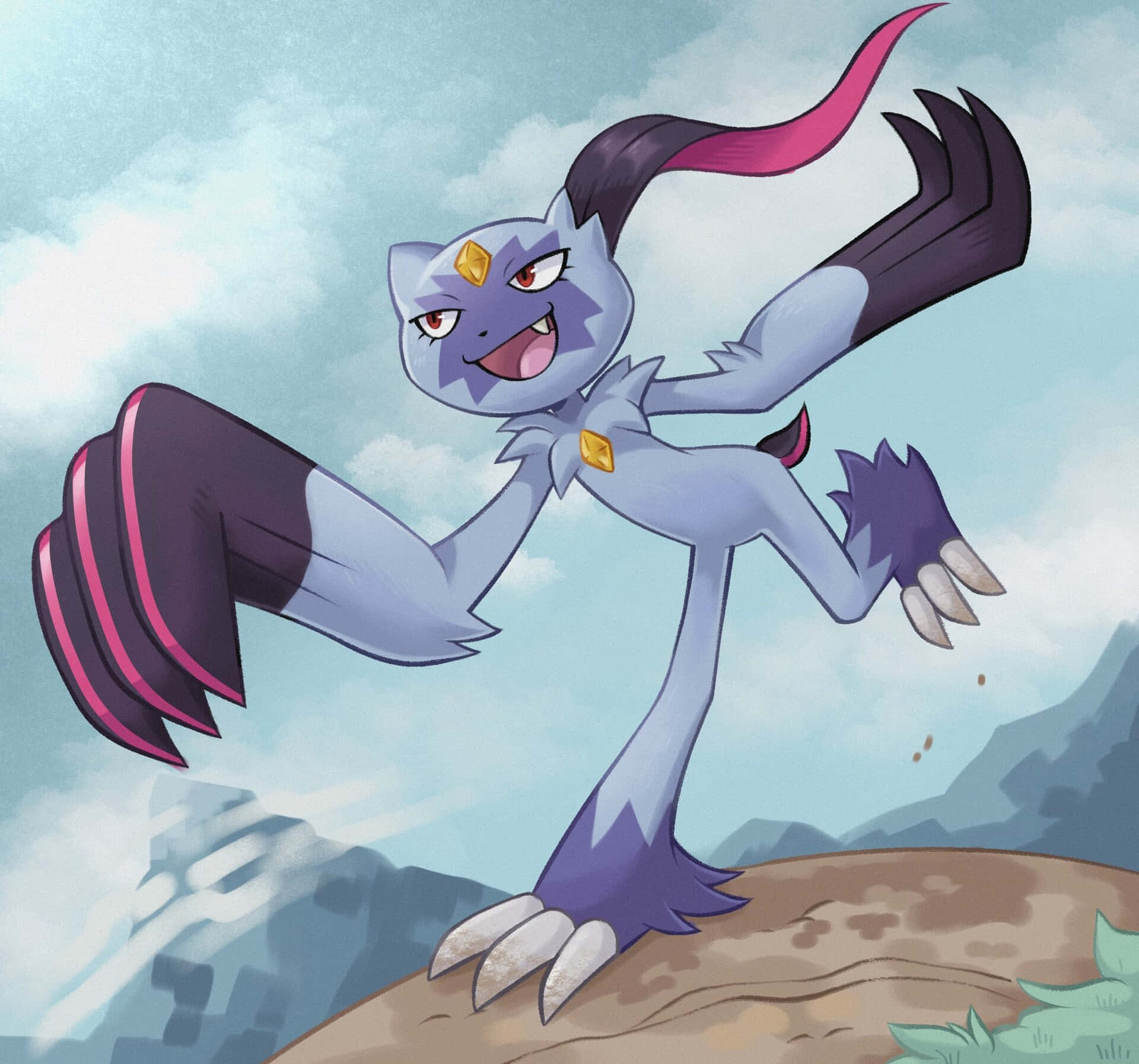 1920x1793 Download Sneasler Pokemon Running On Hill Wallpaper