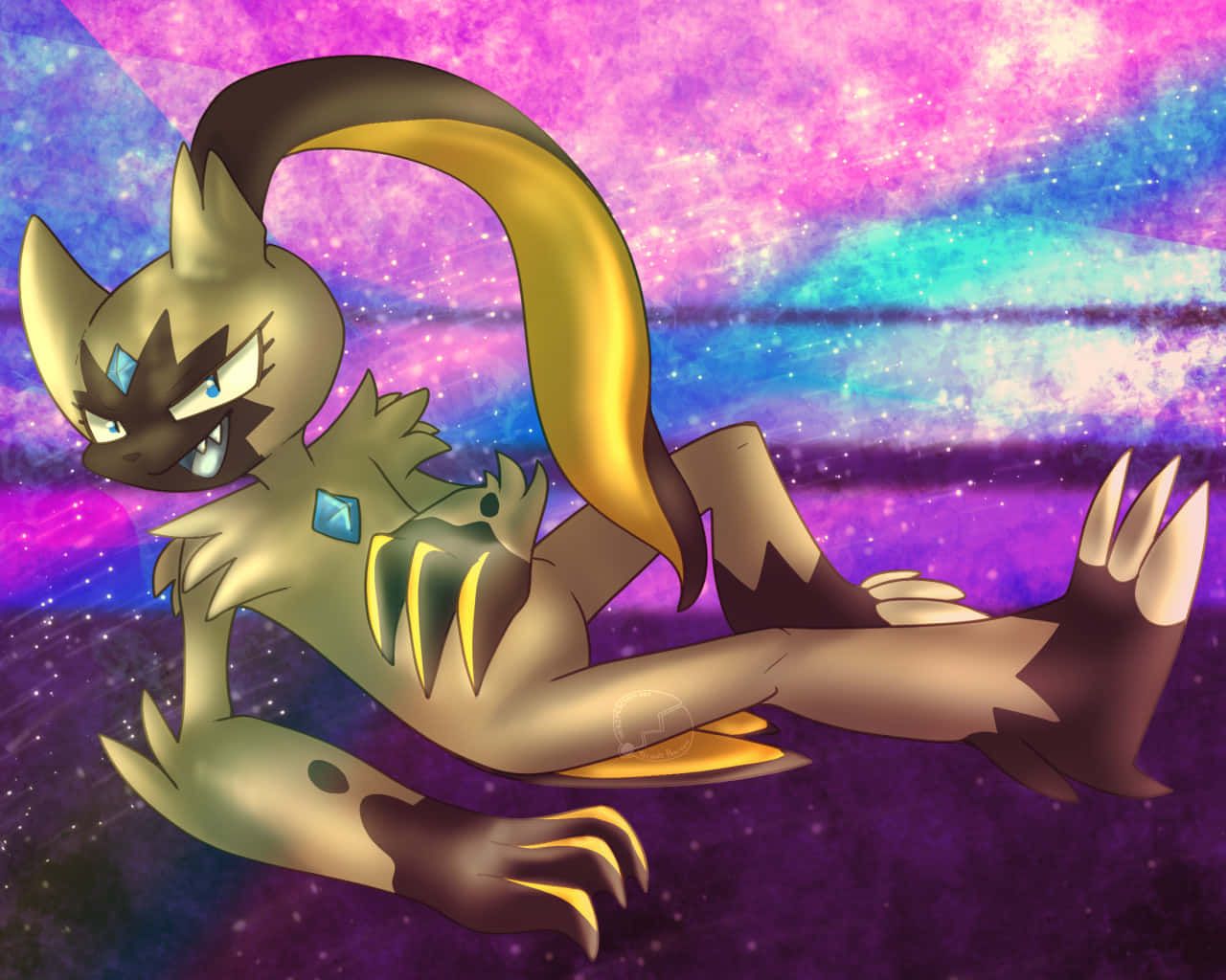 1280x1024 Download Shiny Sneasler Pokemon With Galaxy Background Wallpaper