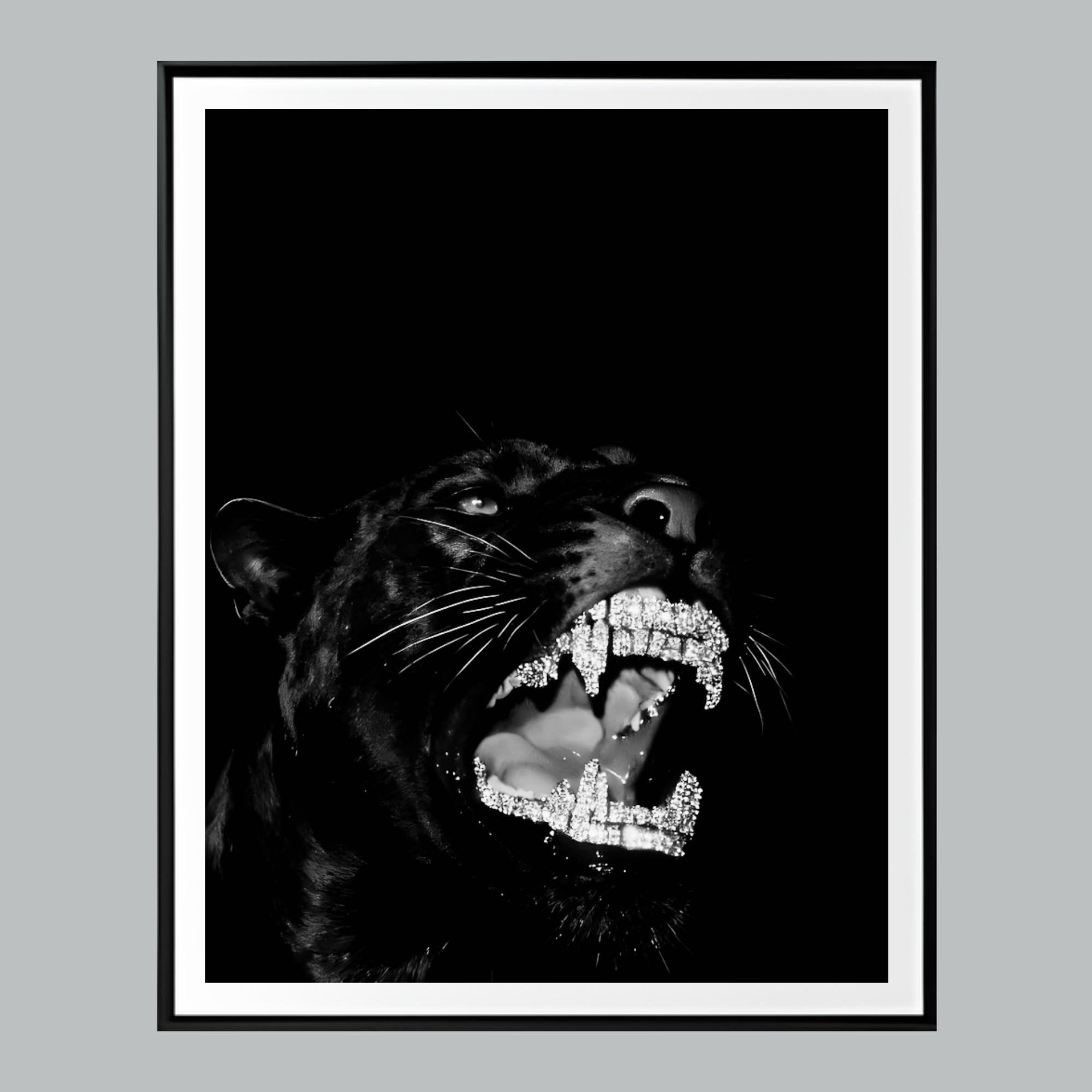 2000x2000 Black Panther With Diamond Grillz Digital Print, Luxury Street Art, Hip Hop Wall Decor, Modern Animal Poster, High Quality Instant Download