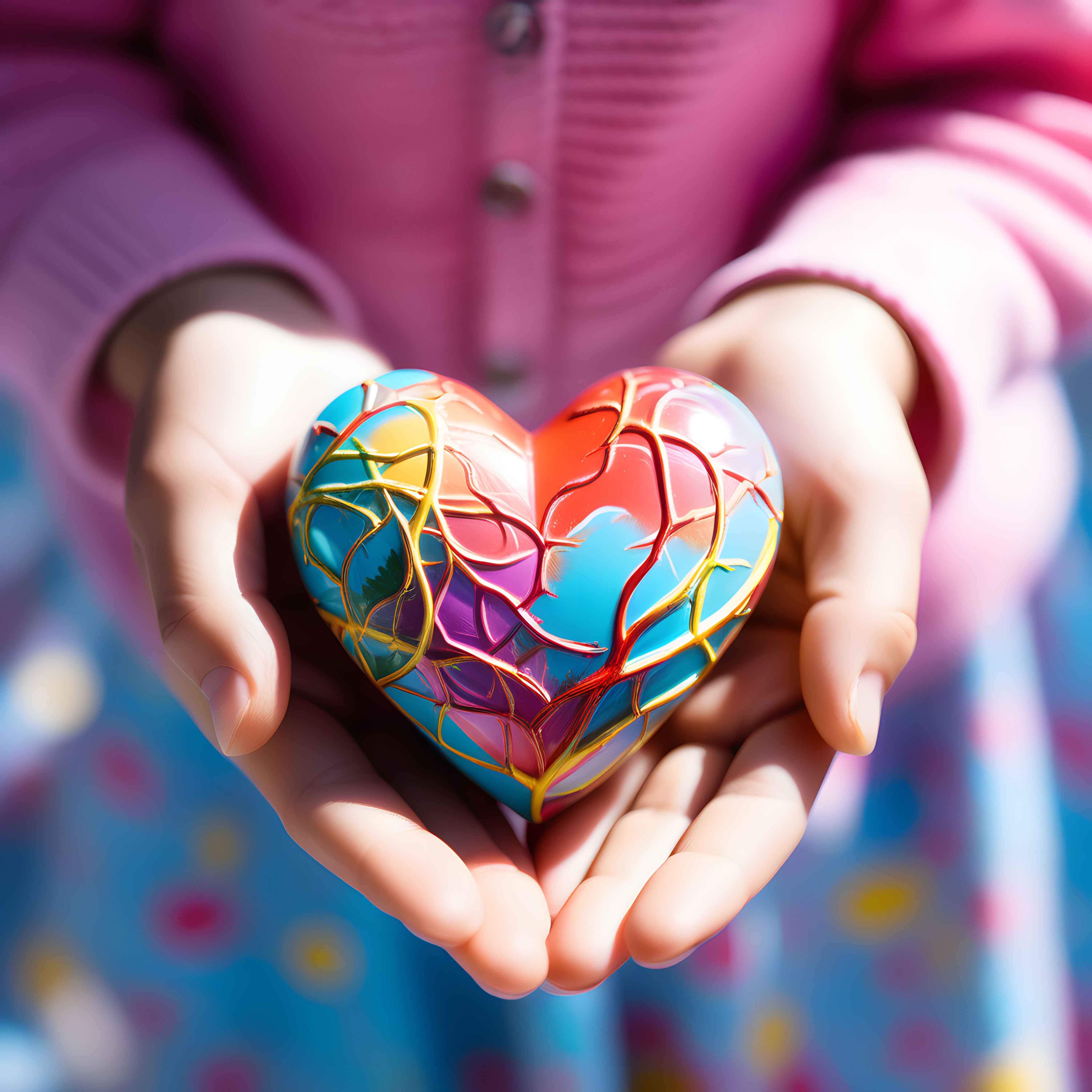 4096x4096 3D Art Wallpaper 4K, Love heart, Valentine, Palm