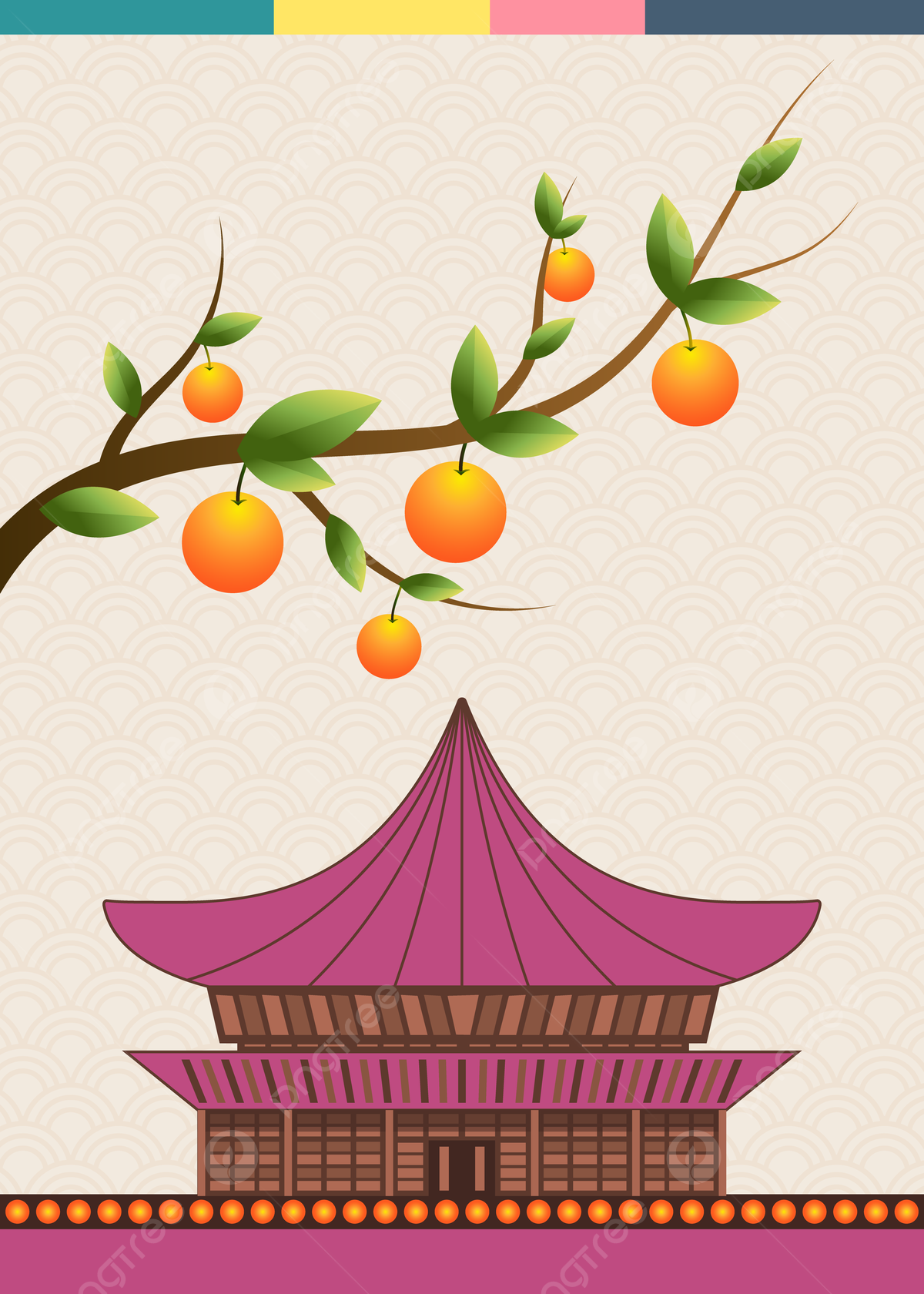 1200x1680 Cream And Pattern Illustration Korea Chuseok Background Wallpaper Image For Free Download