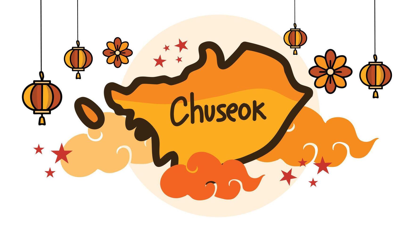 1744x980 Chuseok background with korea map lantern flowers and clouds