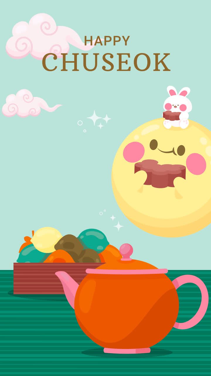 720x1280 An animation of Flat background for south korean chuseok festival celebration