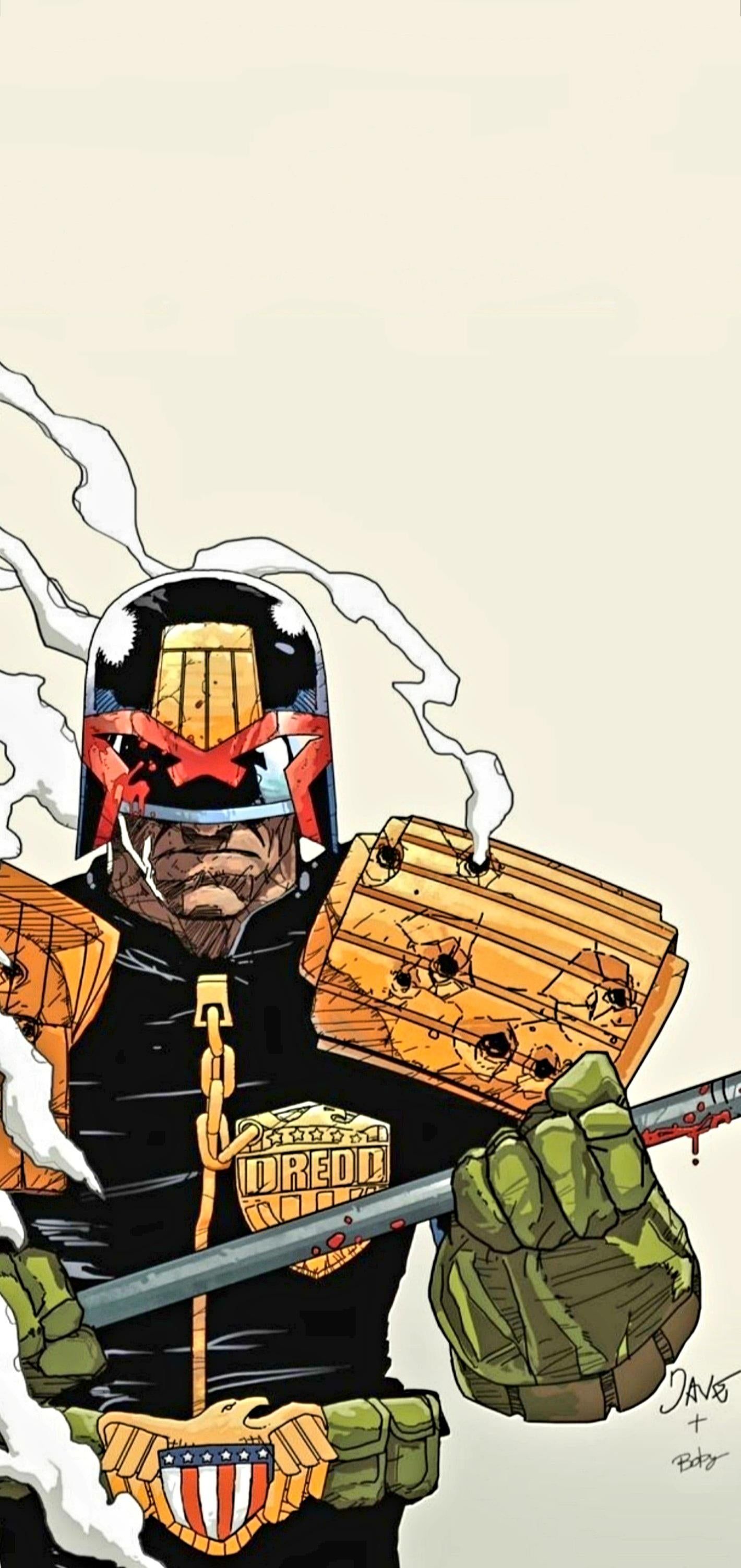 1420x3006 Wallpaper Judge Dredd, 2000 Ad, Comics, Art, Cartoon, Background Free Image