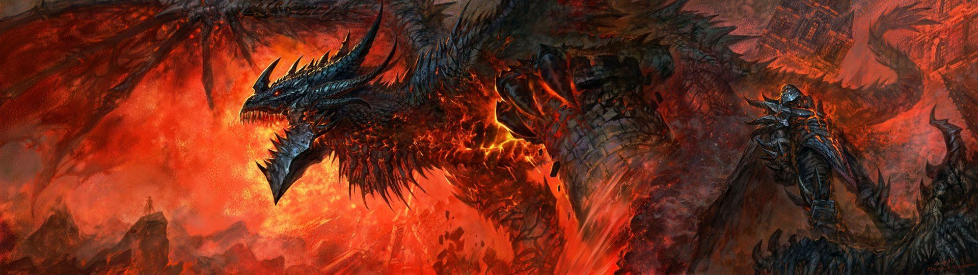 1920x540 Deathwing Unleashed: Epic HD Warcraft Dragon Wallpaperx1080