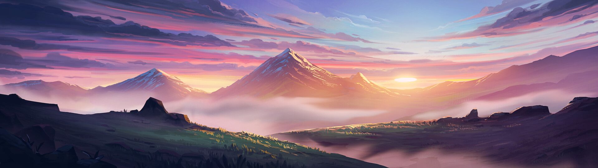 1920x540 Background art, mountains