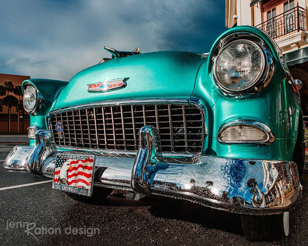 1080x864 Chevy Bel Air, Classic Car Photography, Antique Car Wall Art, Turquoise Chevy, Gift for Car Lover, 1955 Chevy Photograph Print