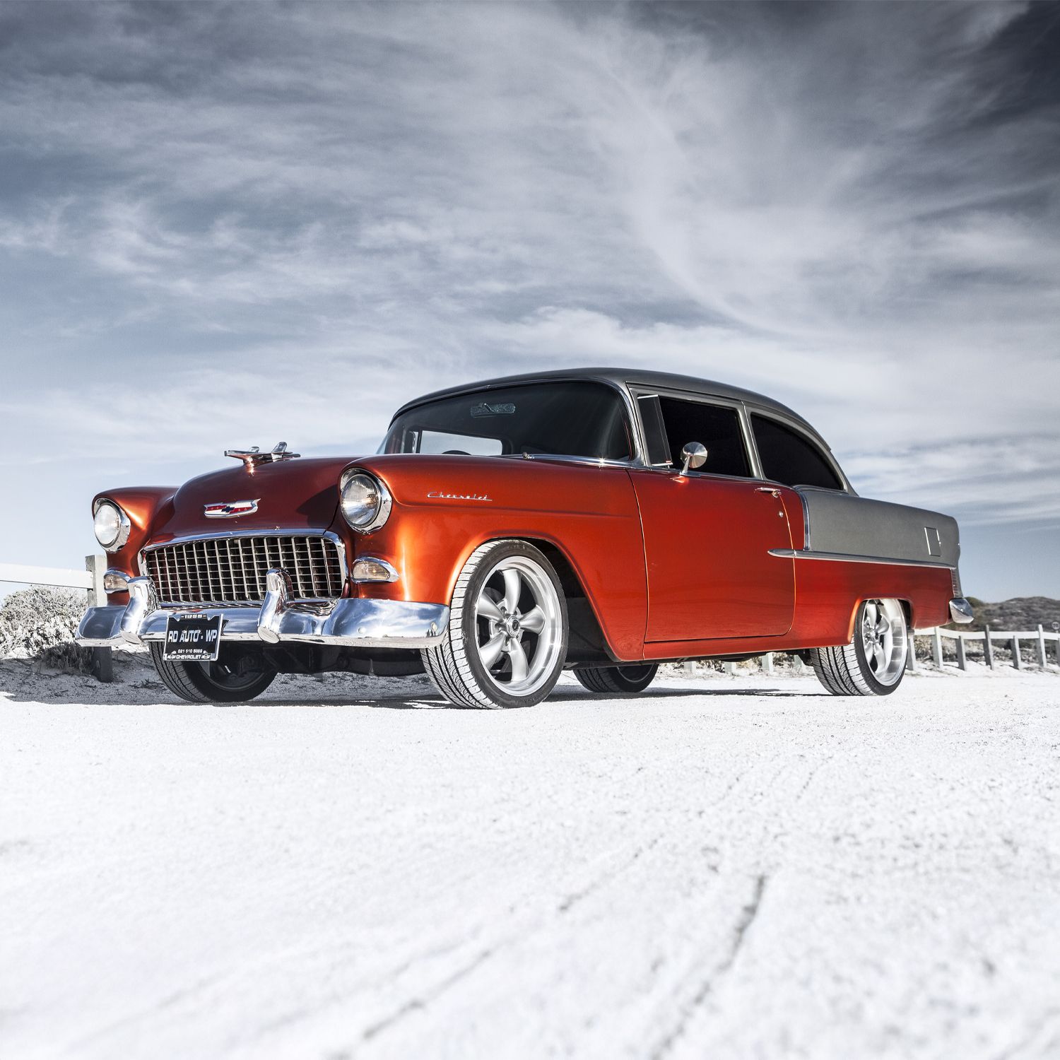 1500x1500 Chevy 210 –A Two Door Dream In Techno Orange