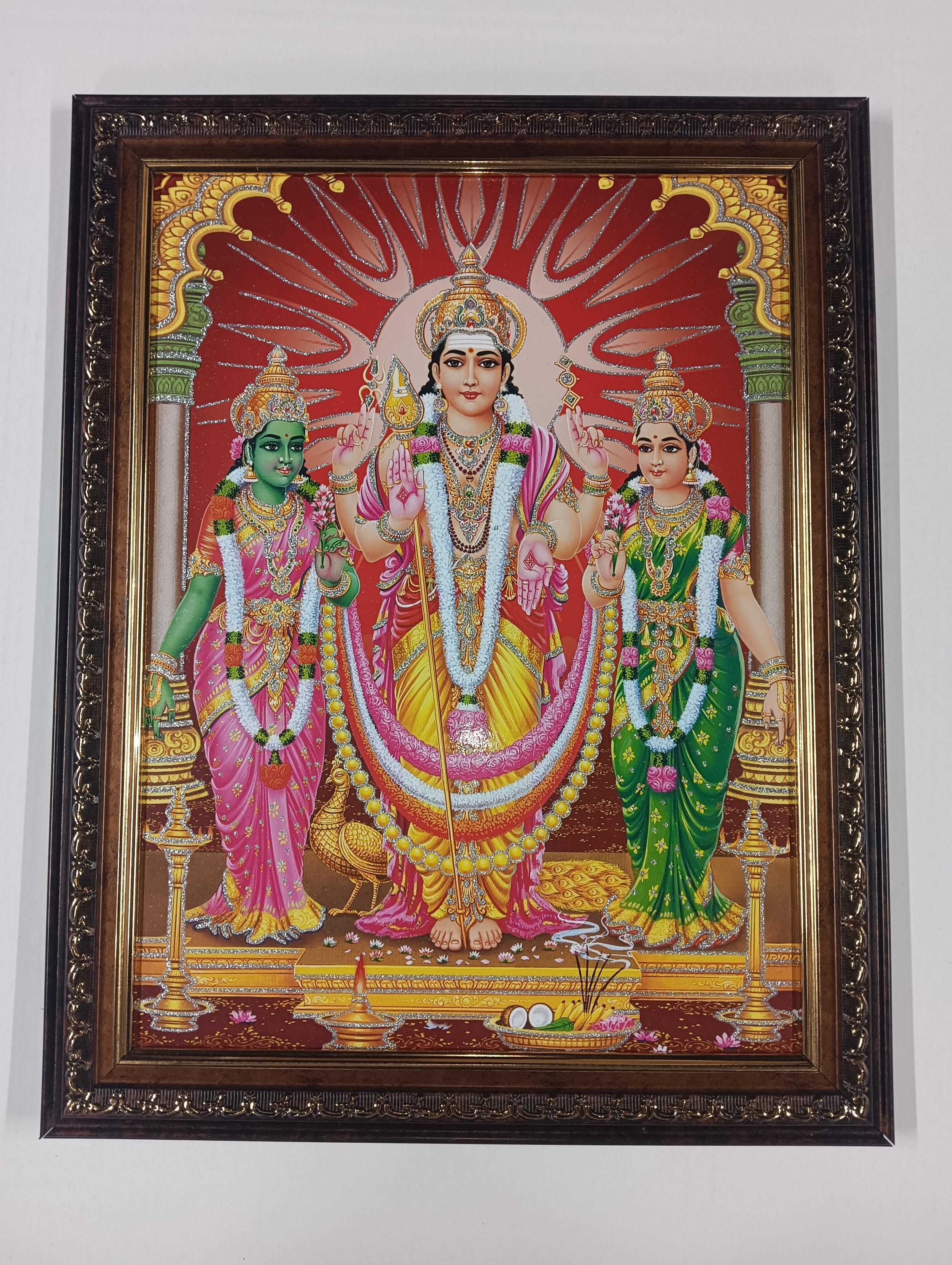 2258x3000 Lord Murugan With Valli & Devyani Framed Laminated Picture Frames WALLFRAMES (18.5x14.5)