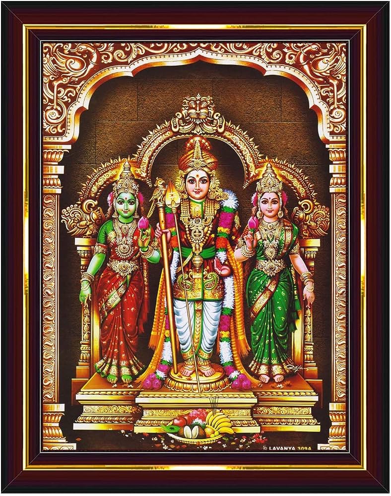 788x1000 Pavan Photo Laminations Lord Murugan Valli Deivanai Subramanya Swamy Wall Painting Framed Home Decor (Wood, Acrylic, Brown, Small Size, 6x8 Inch) B60S : Amazon.in: Home & Kitchen
