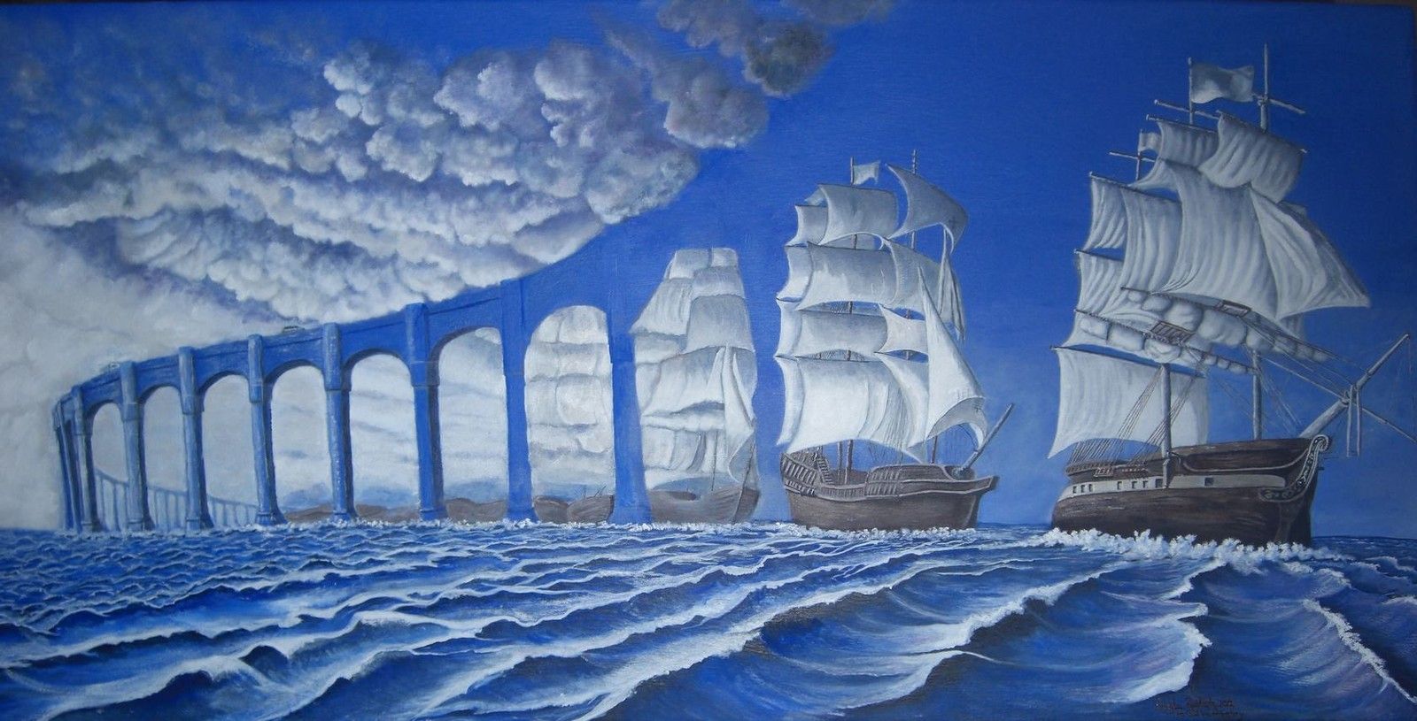 1600x815 Rob Gonsalves Sun Sets Sail Optical Illusion Lithograph Wall Art