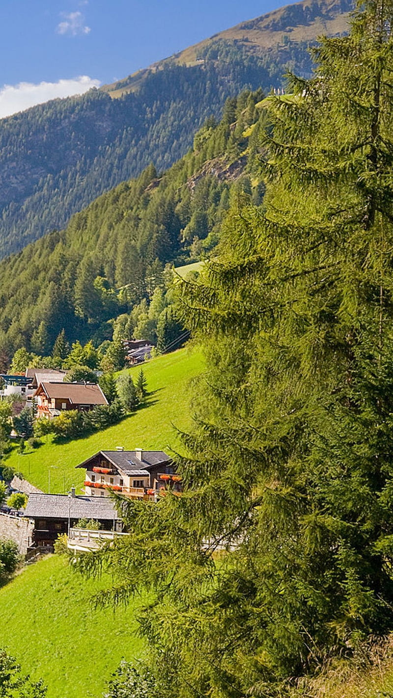 800x1422 Austria, alps, chalets, slop, HD phone wallpaper