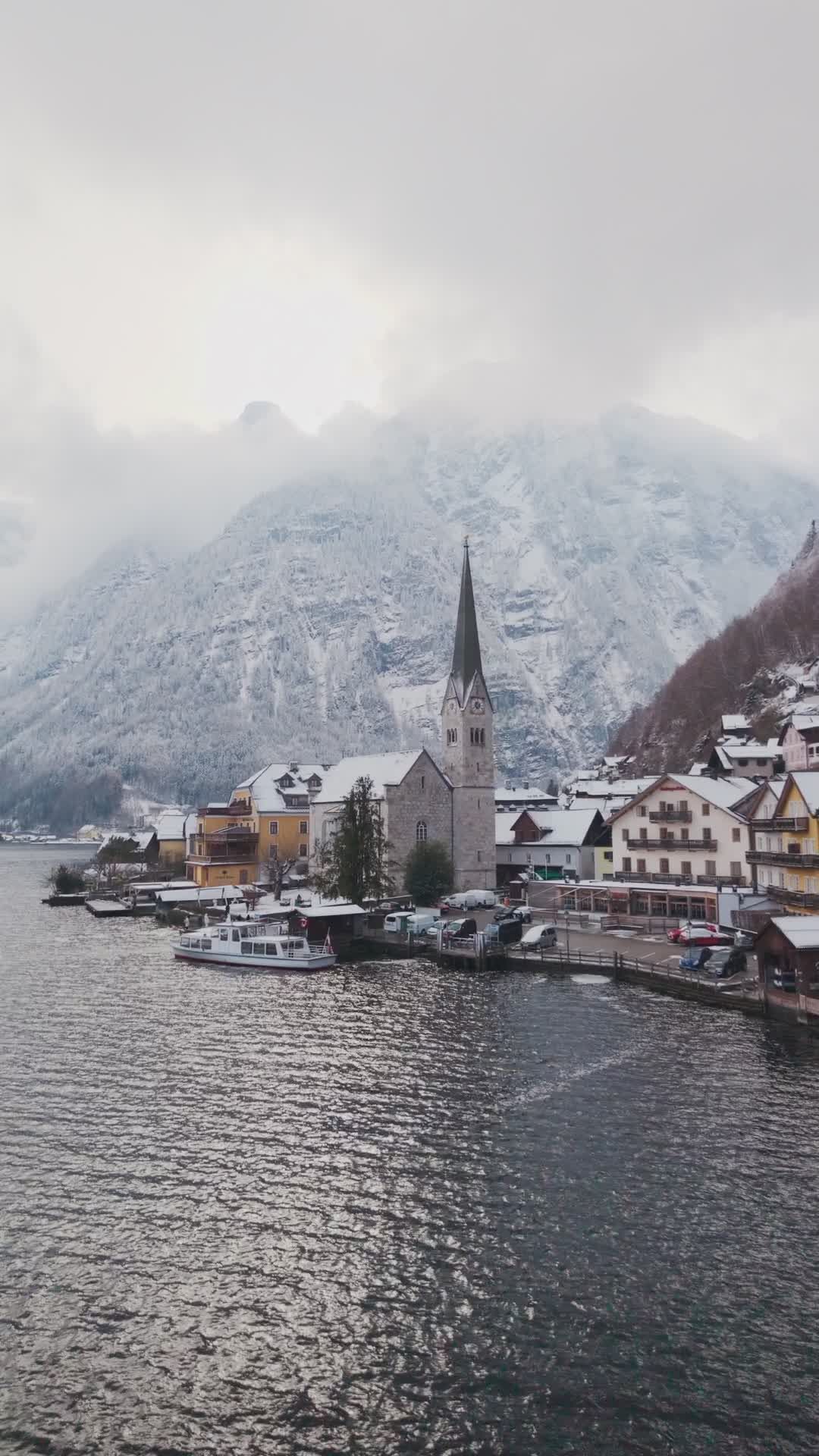 1080x1920 Scenic Winter Morning In Hallstatt, Austria Free Stock Video Footage, Royalty Free 4K & HD Video Clip