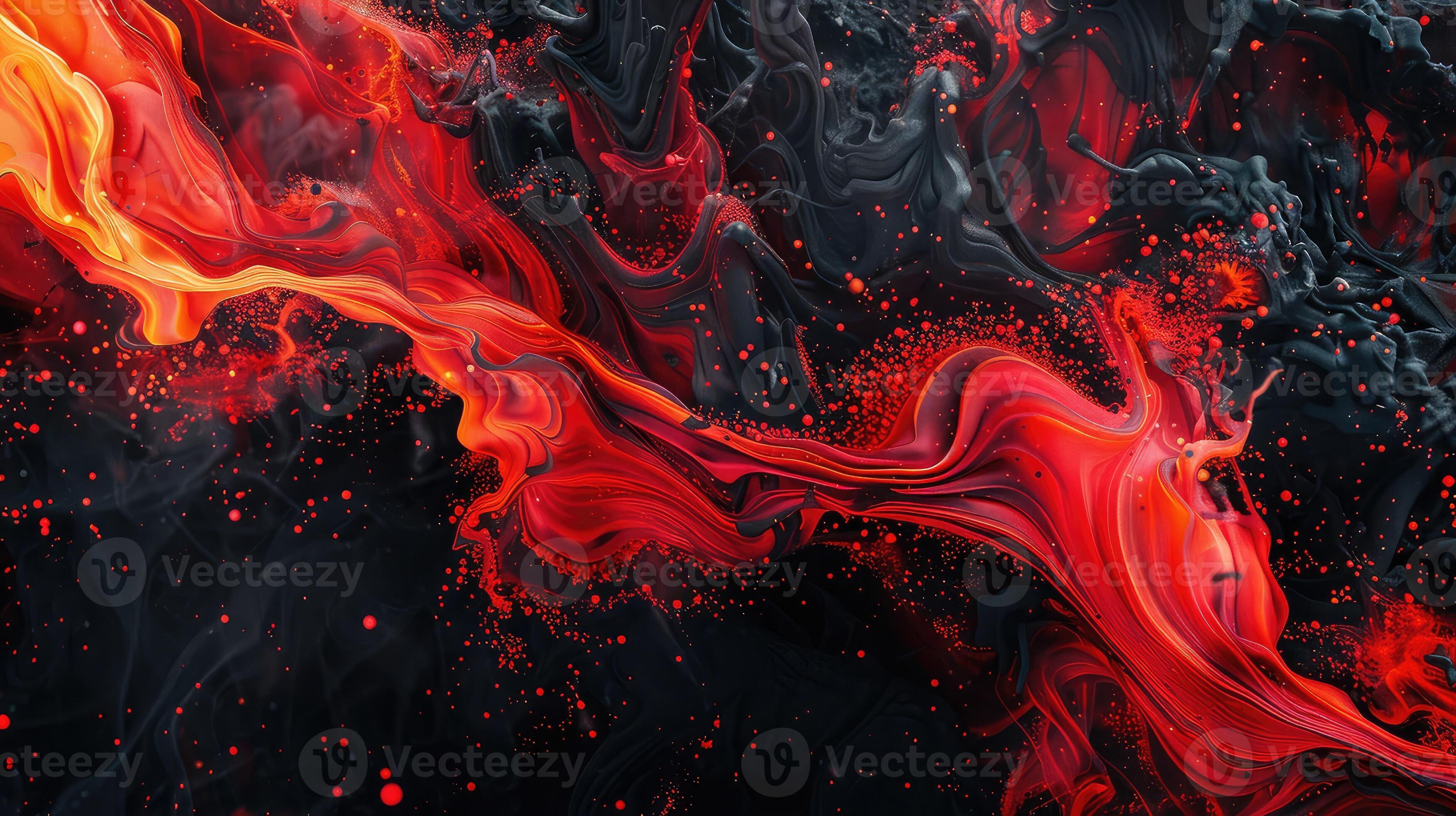 3497x1960 Black background, dynamic red smoke's passion