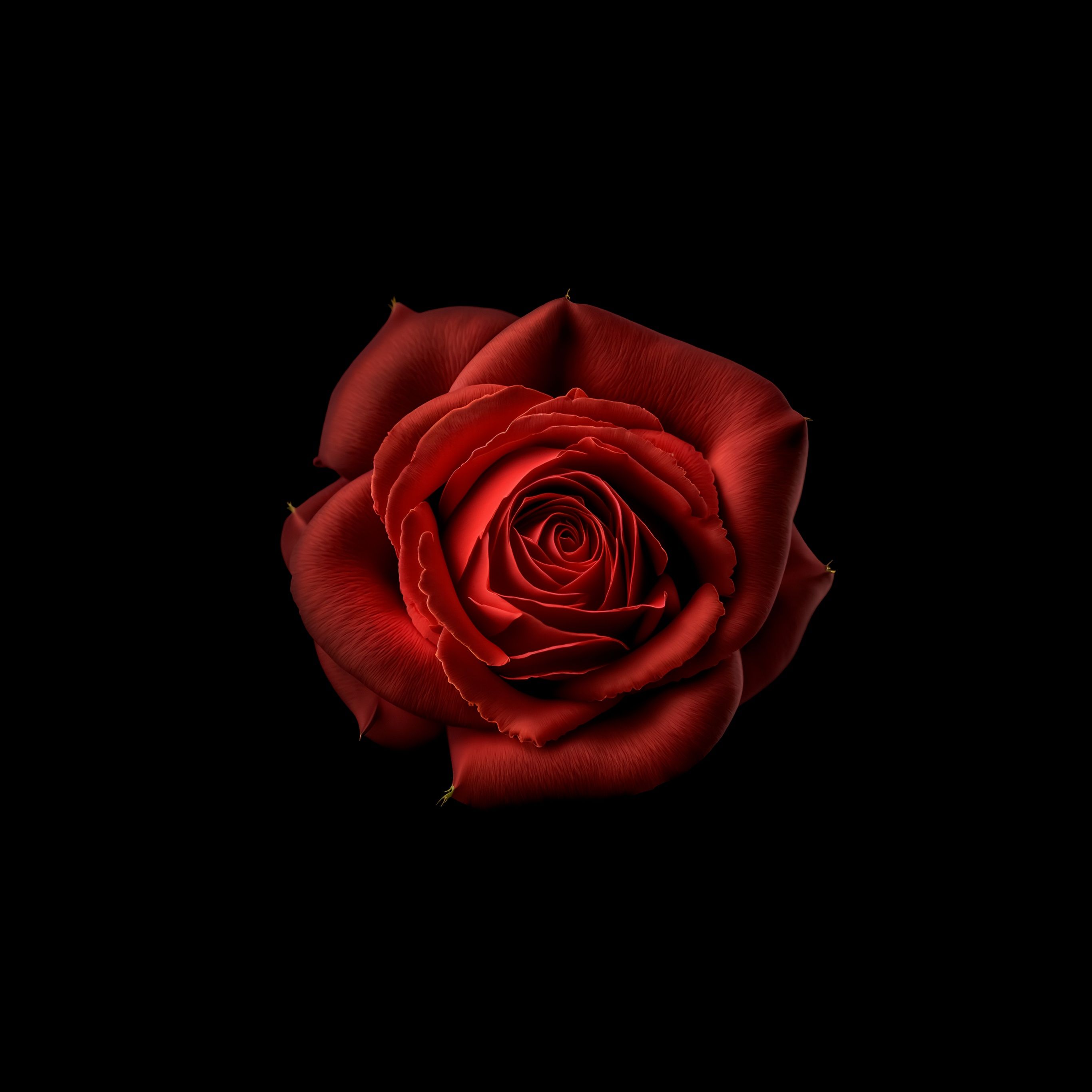2732x2732 Red flower Wallpaper 4K, Red Rose, Black background, 5K