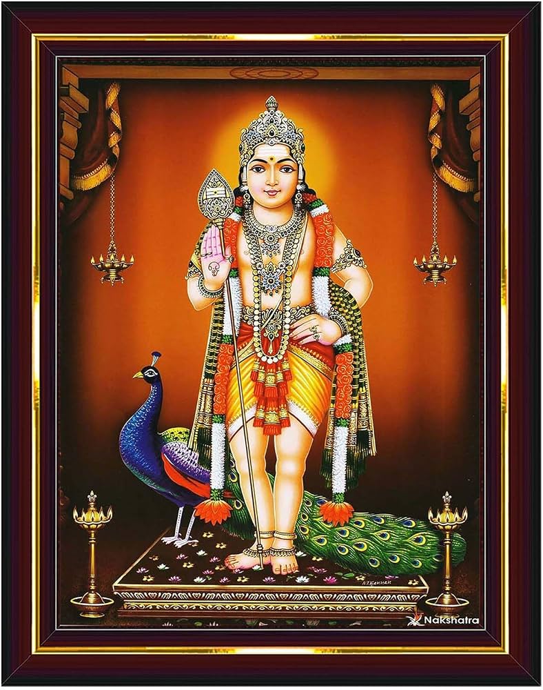 788x1000 Pavan Photo Laminations Lord Murugan Subramanya Swamy Subrahmanya Wall Painting Framed Home Decor (Wood, Acrylic, Brown, Big Size, 10x12 Inch) B47M : Amazon.in: Home & Kitchen