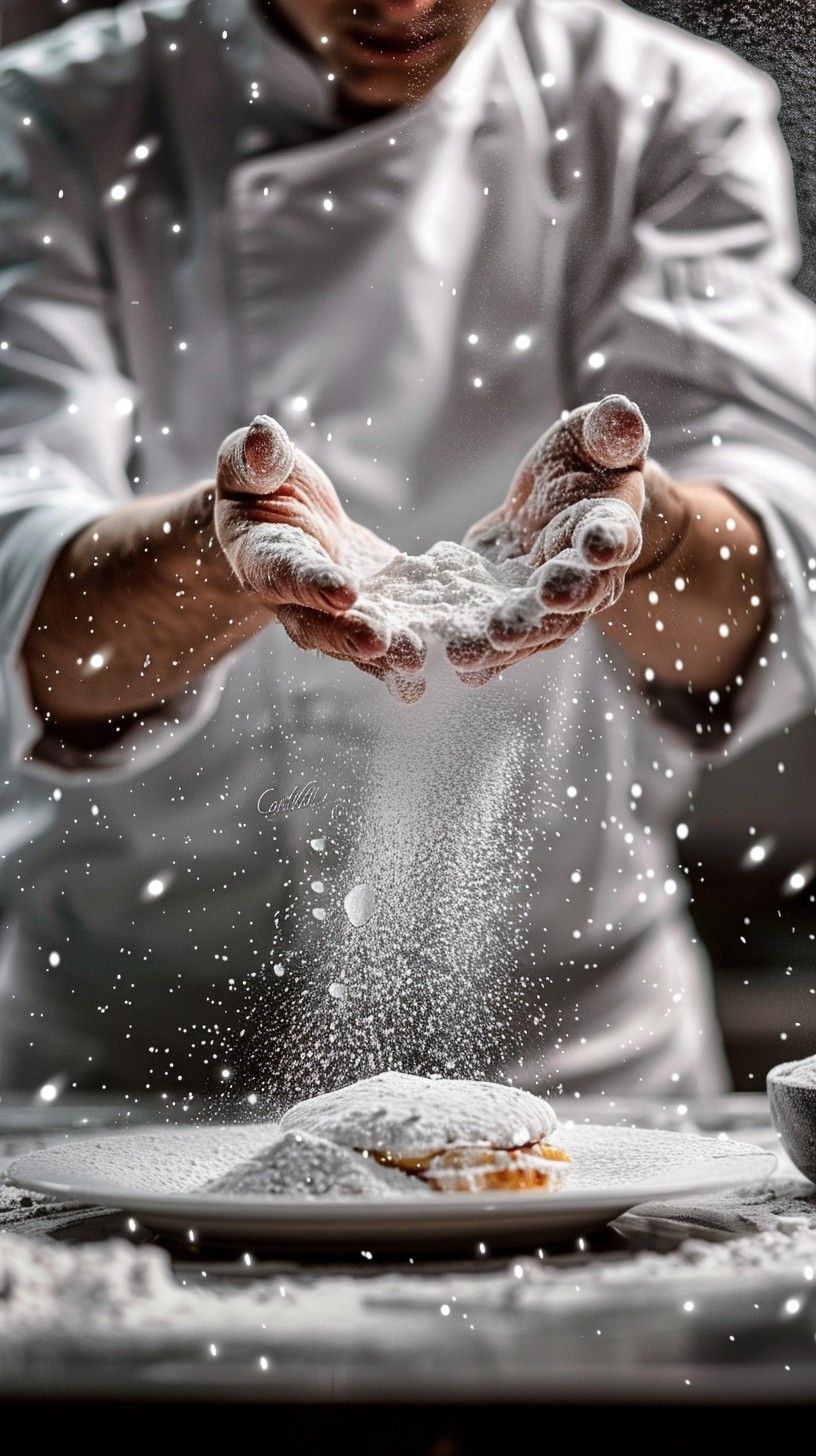816x1456 Download Chef Dusting Flour Image, Cooking, Flour