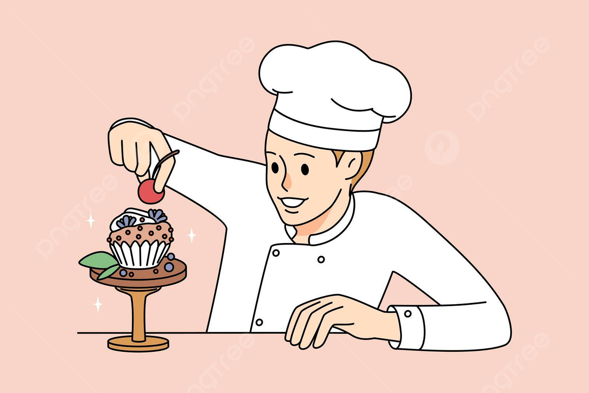 1200x800 Pastry Chef Decorate Cupcake Culinary Drawing Flat Vector, Culinary, Drawing, Flat Illustration Background And Wallpaper For Free Download