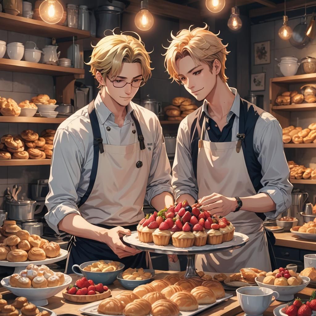1024x1024 couple cooking beautiful pastries Fairies Baking Pastr