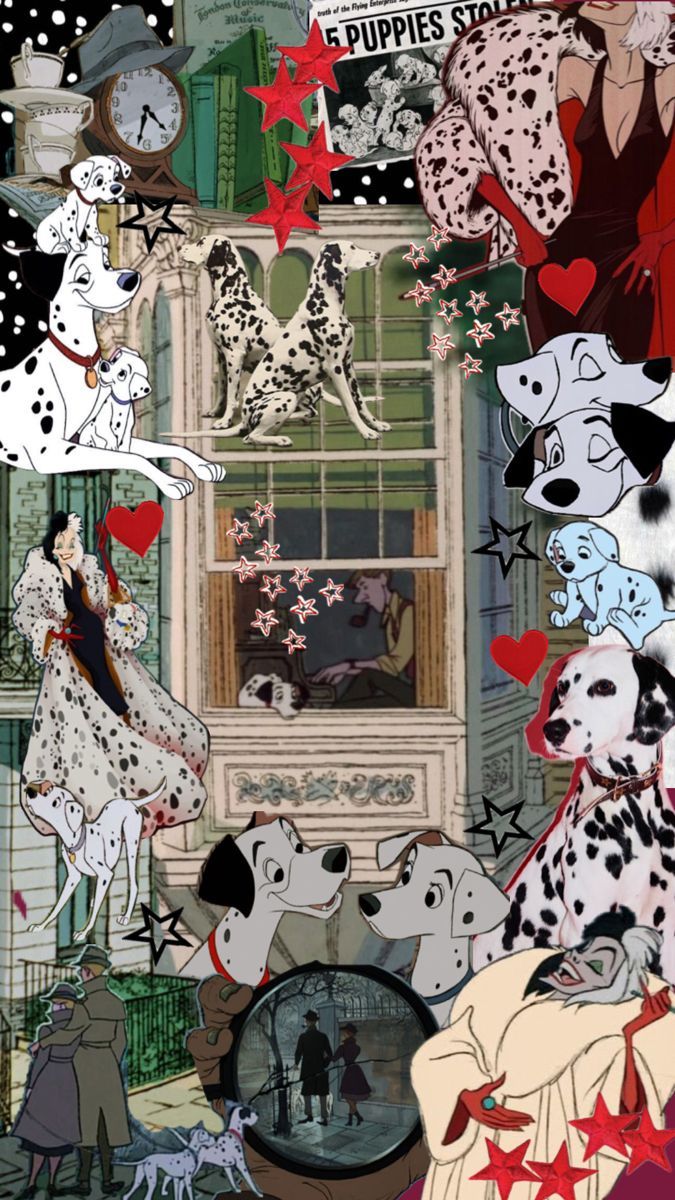 675x1200 dalmations aesthetic collage. Disney phone background, Vintage disney art, Old disney movies