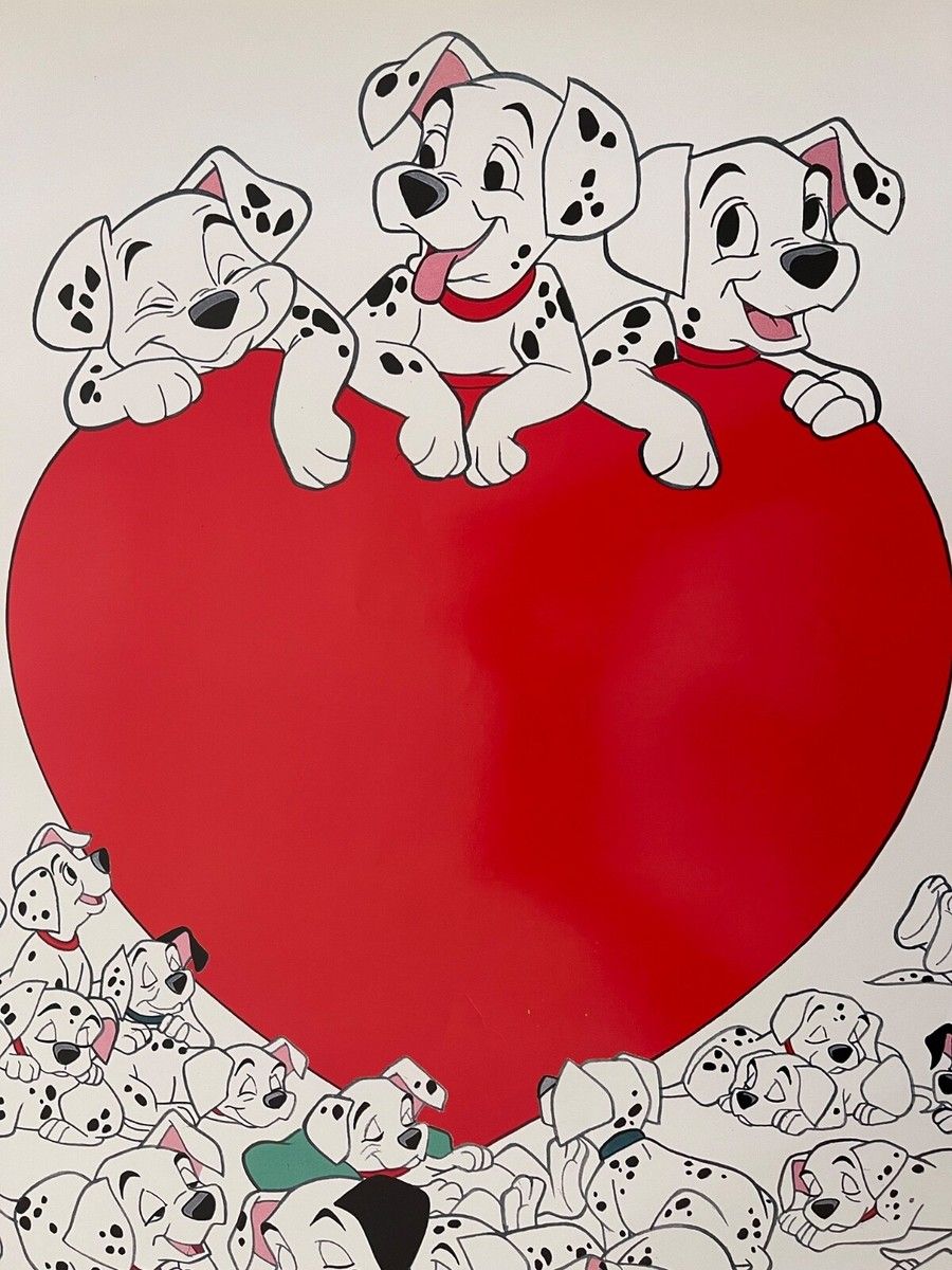 900x1200 DALMATIAN, RED HEART, RARE AUTHENTIC LICENSED 1990's ANIMATION POSTER, LAST !