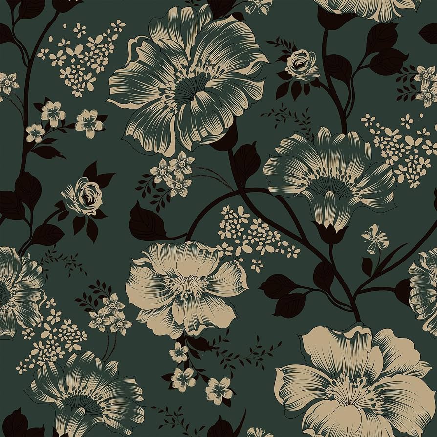 894x894 VaryStyle 17.7x118 Vintage Dark Green Floral Wallpaper Victorian Floral Peel and Stick Wallpaper Green Contact Paper for Walls Cabinets Self Adhesive Vinyl Flower Wall Paper for Bathroom Bedroom