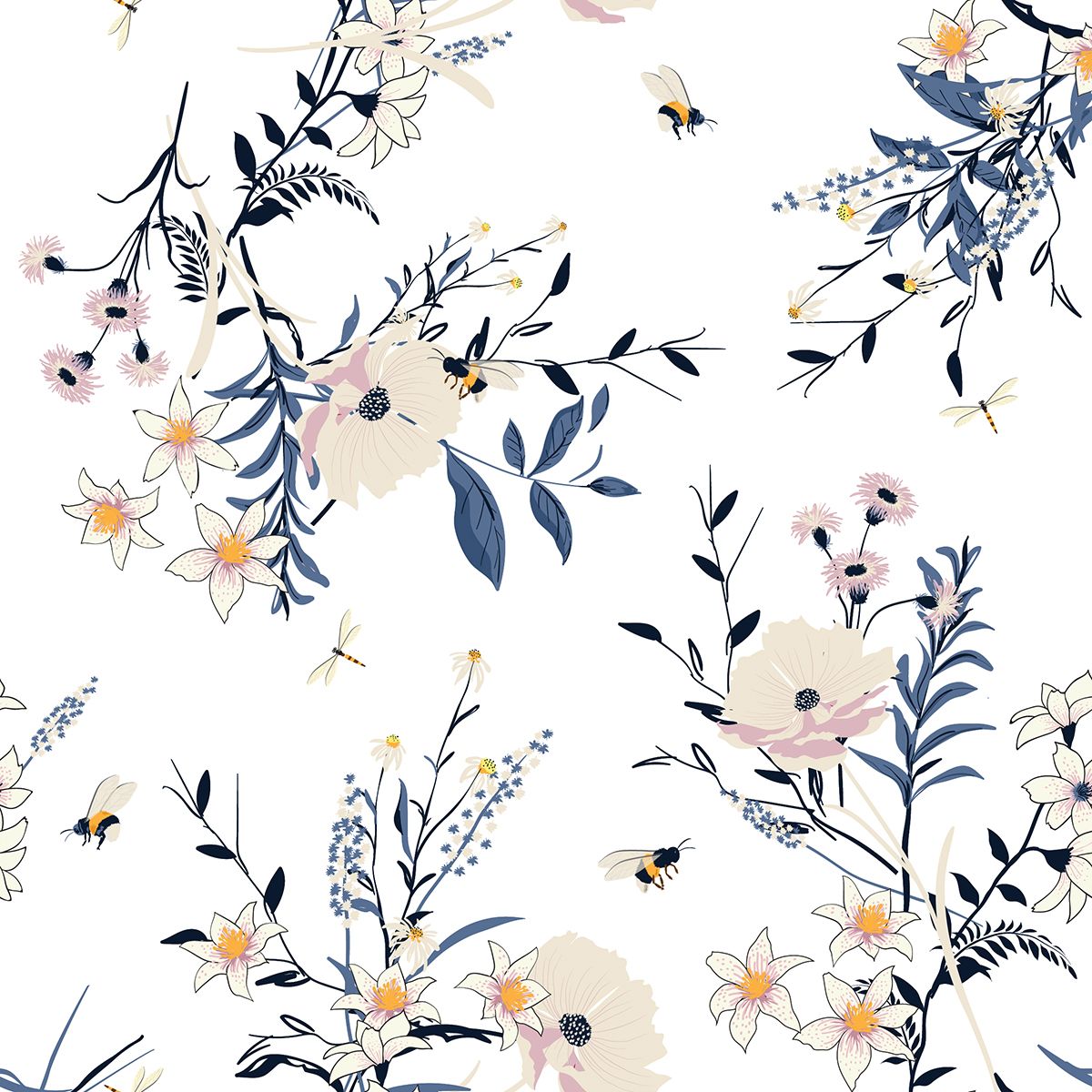 1200x1200 Artistic Flowers Leaves Pattern Style Wallpaper®