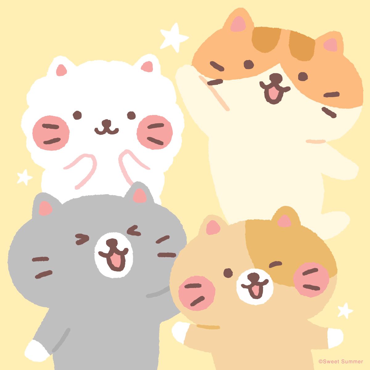1200x1200 Line Theme Cat Company : Simple and Soft. Sweet Summer : It's all about smile :)