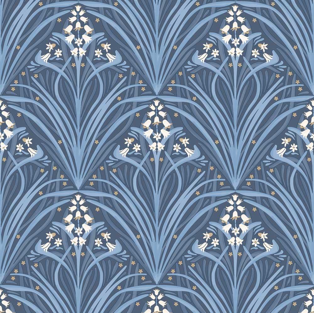 1000x999 Elegance Bellflower Wallpaper Navy Blue Muriva M66101
