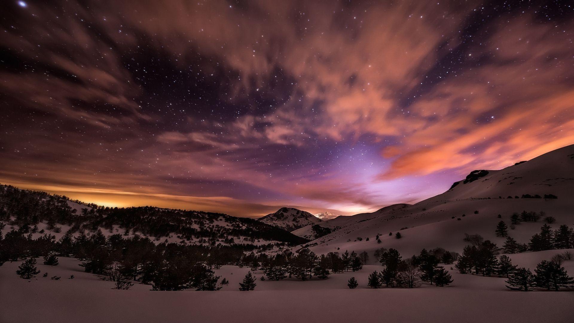 1920x1080 Winter Night Desktop Wallpaper Wallpaper iPhone 8 HD Wallpaper