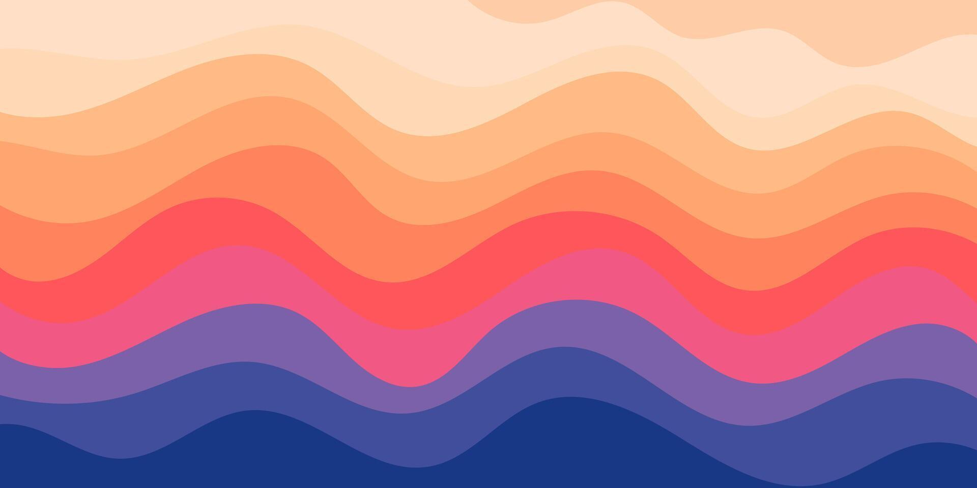 1920x960 Sunset abstract wave background with vibrant orange and purple twilight sky colors for modern creative banner and aesthetic digital marketing wallpaper design