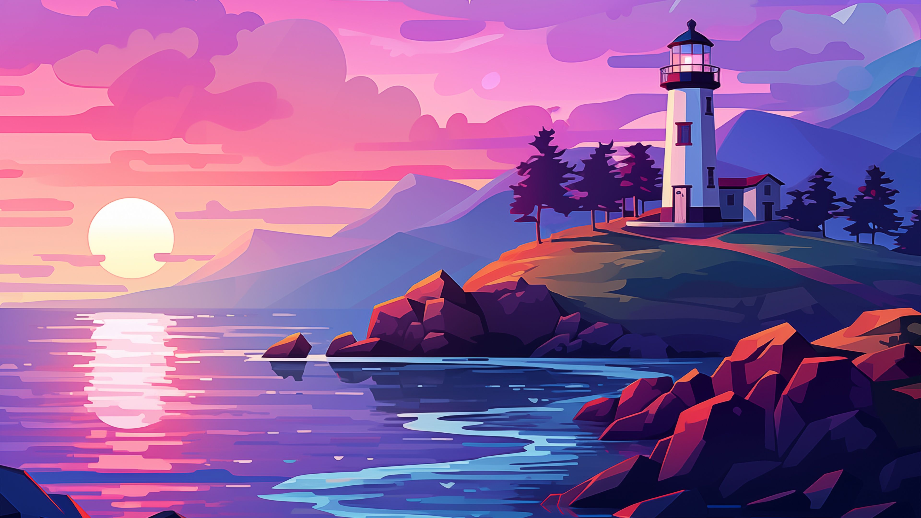 3840x2160 Vibrant Wallpaper 4K, Landscape, Sunrise, Aesthetic