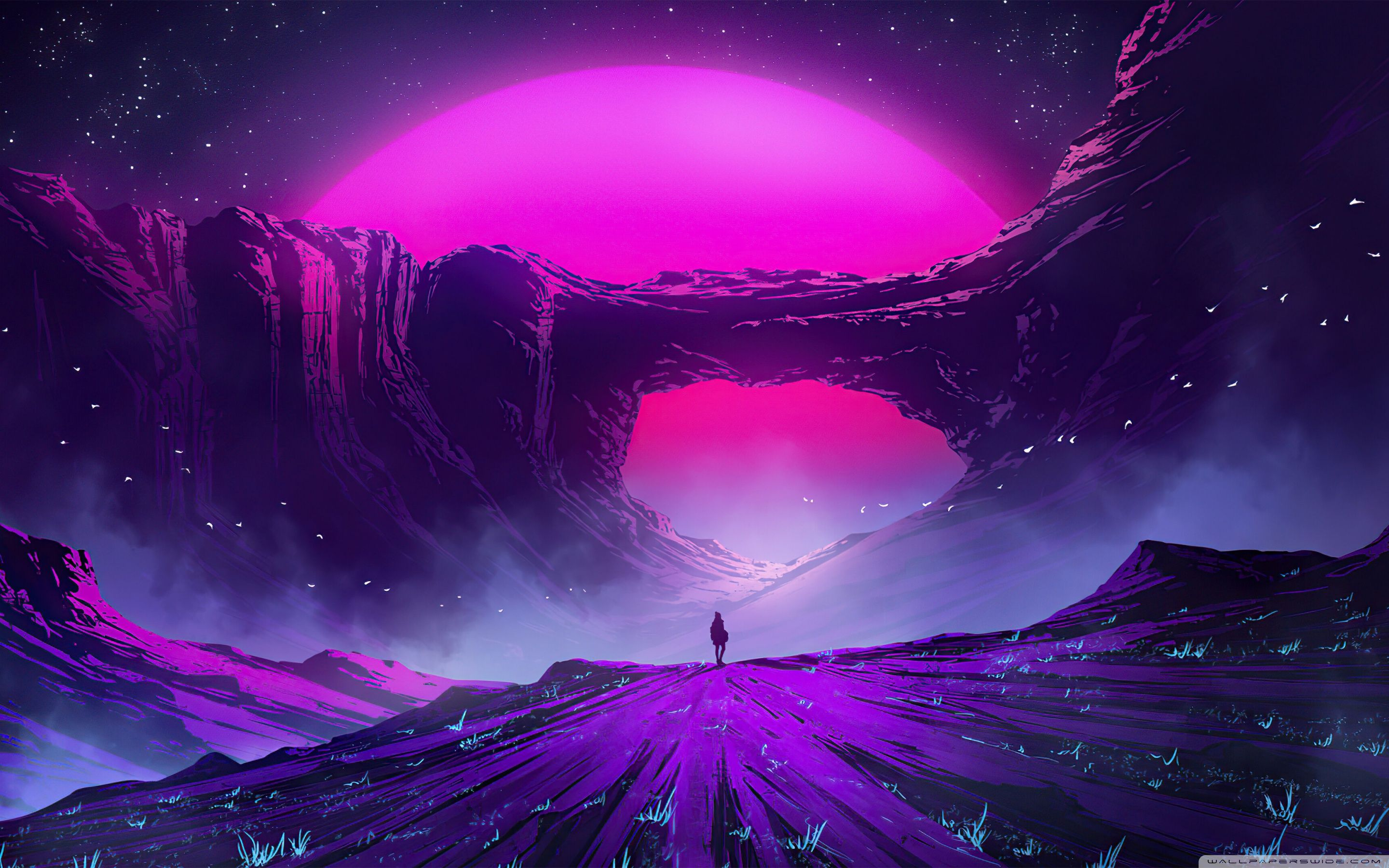2880x1800 Synthwave Aesthetic Vibrant Pink Sunset 4K UHD Wallpaper for UltraHD Desktop and TV : Widescreen and UltraWide Display : Dual Monitor : Smartphone and Tablet Devices