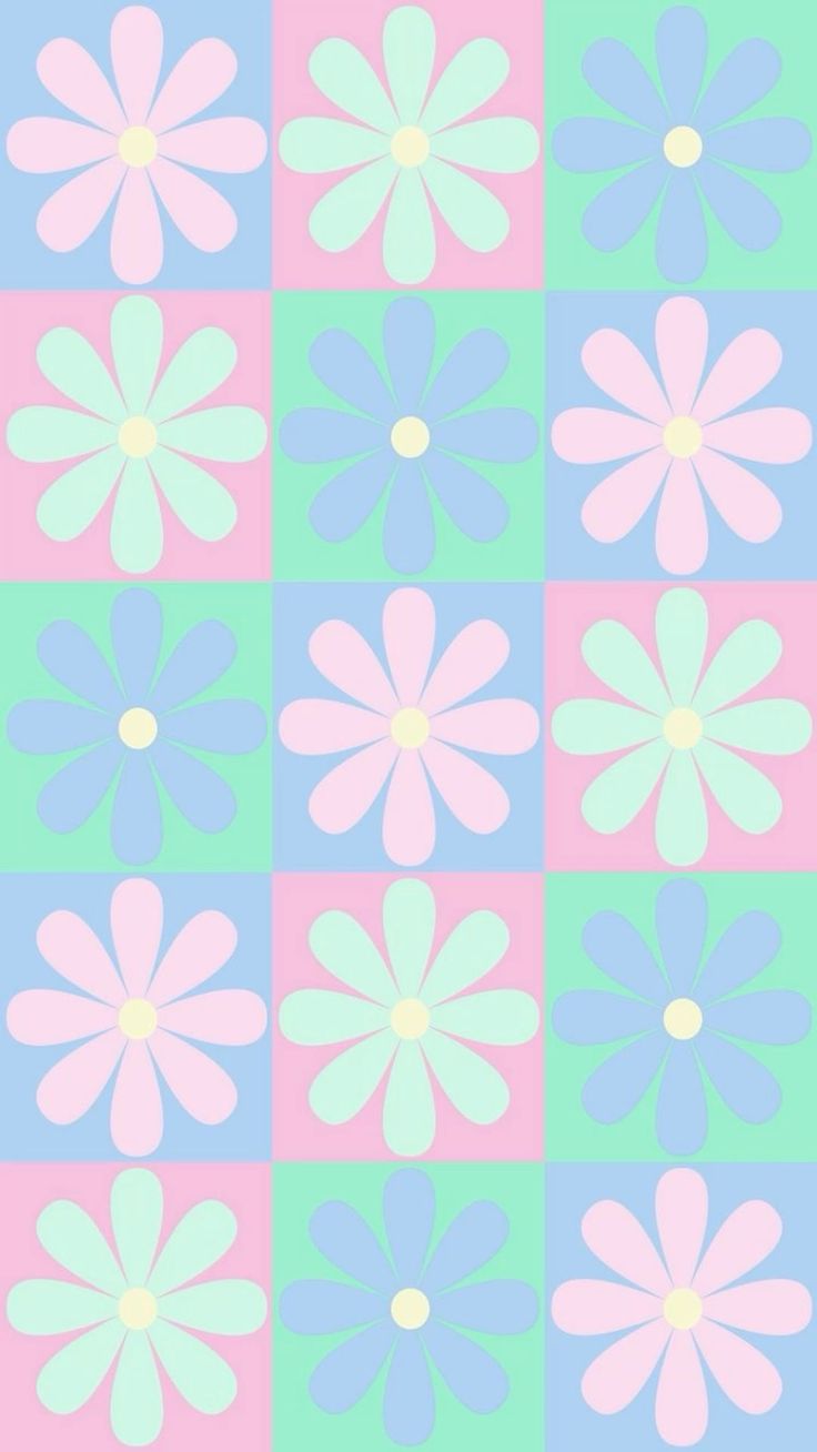 736x1308 Colorful Flower Pattern iPhone Wallpaper. Pastel daisy design, Pastel daisies, Trendy phone background patterns