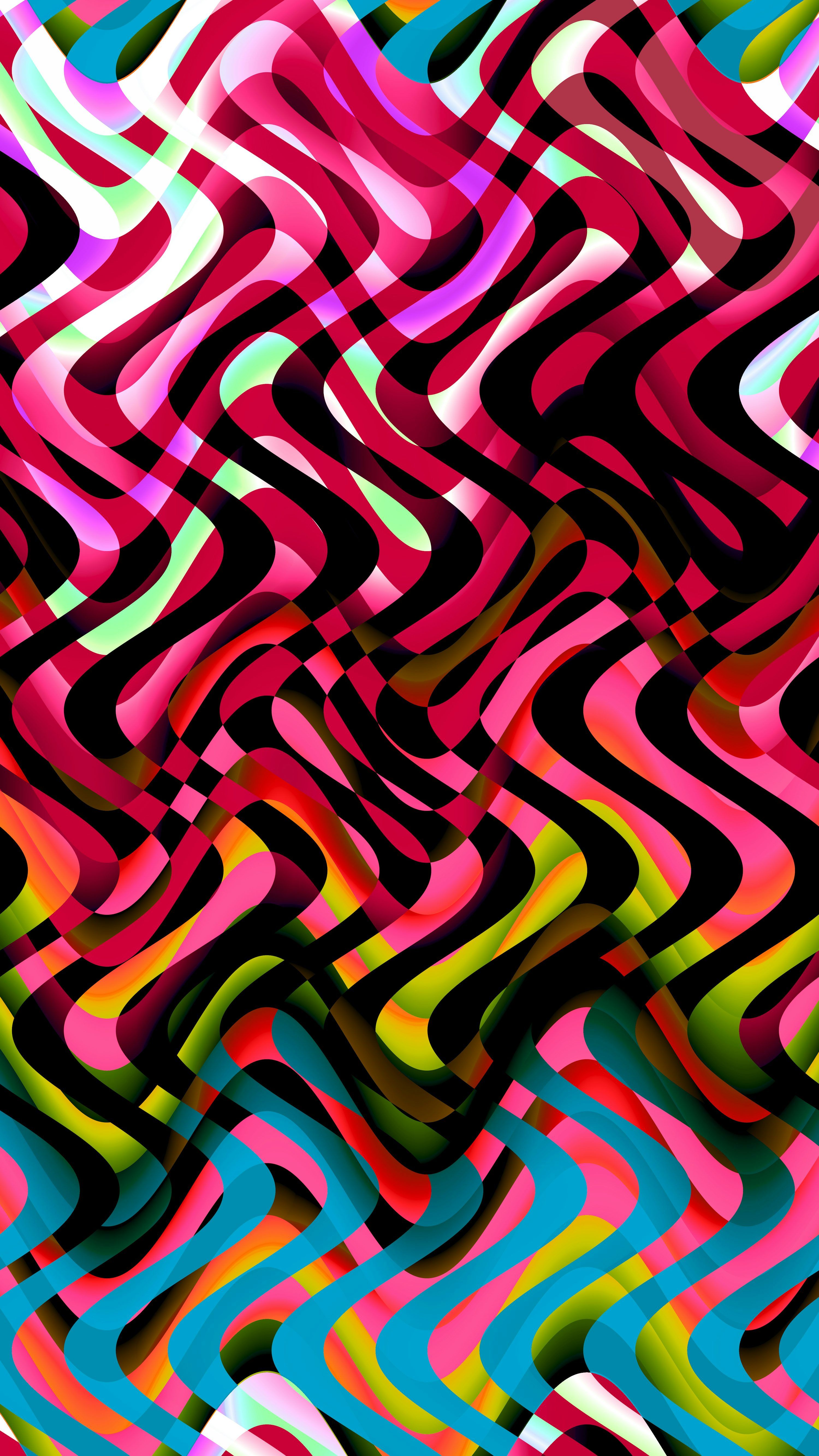 3000x5333 Abstract wavy pattern with vibrant pink, black, and blue