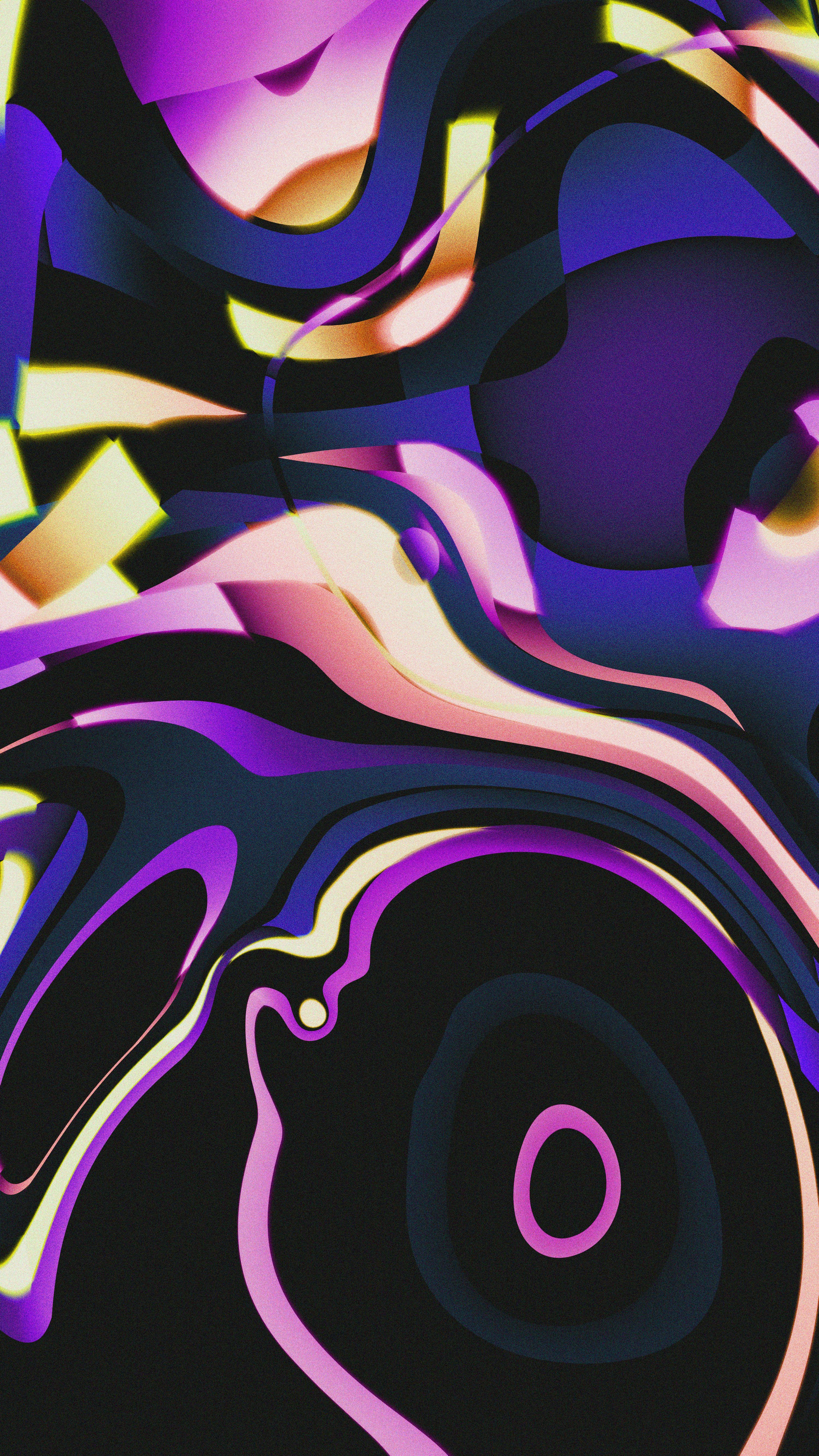 3000x5333 Abstract fluid shapes with vibrant purple, pink, and yellow colors
