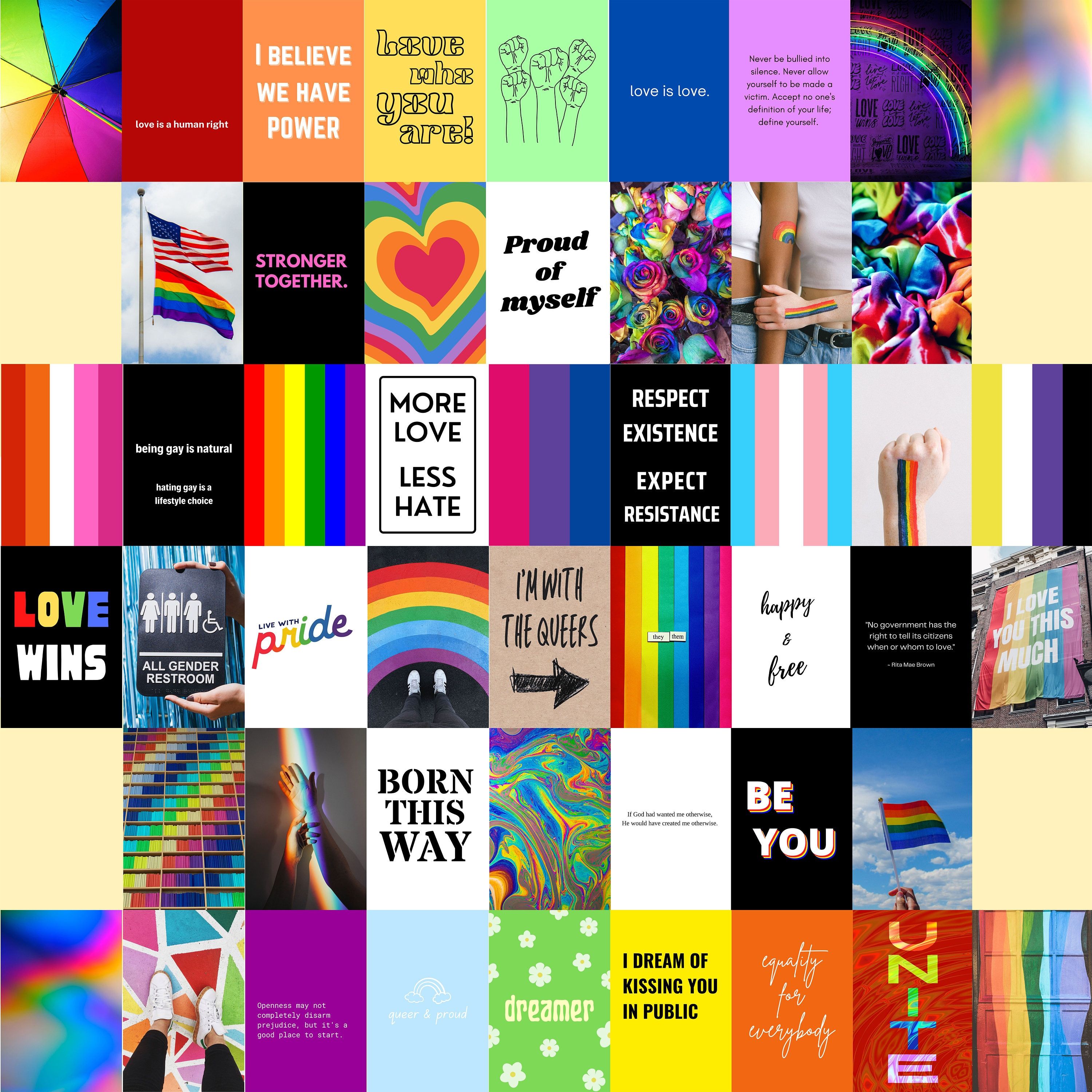 3000x3000 LGBTQ+ Photo Collage Kit 50 Pcs, Gay Pride Aesthetic Wall Collage Set (DIGITAL DOWNLOAD)