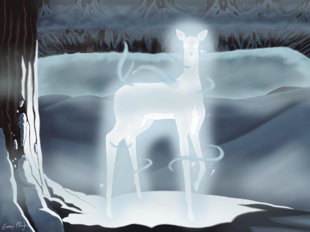 1024x768 The Silver Doe (Lily's Patronus) (“The Deathly Hallows”)