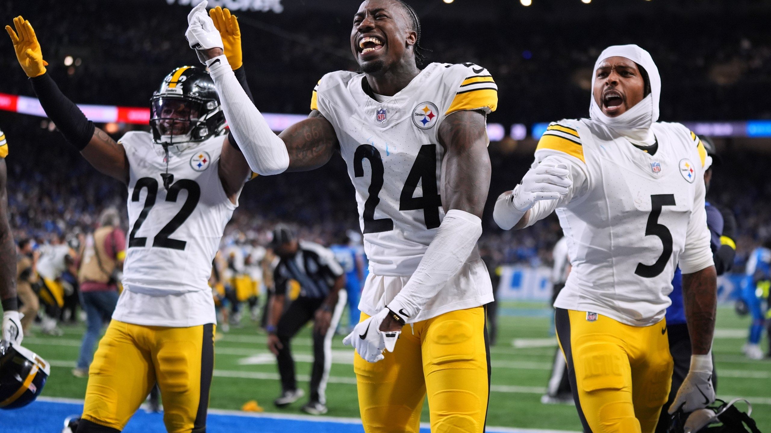 2560x1440 Steelers Outlast Lions 29 24 In Wild Finish When Penalty On St. Brown Negates Goff's Winning TD