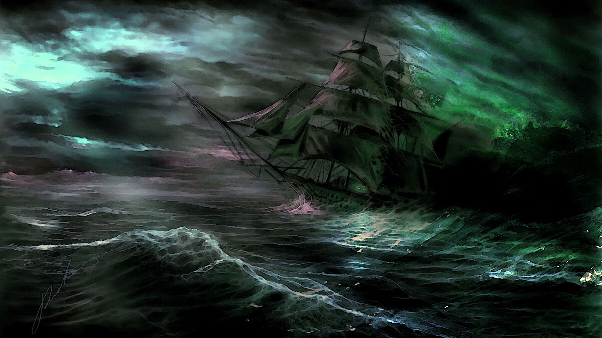1920x1080 Dark Fantasy Ocean Adventure Wallpaperx1080
