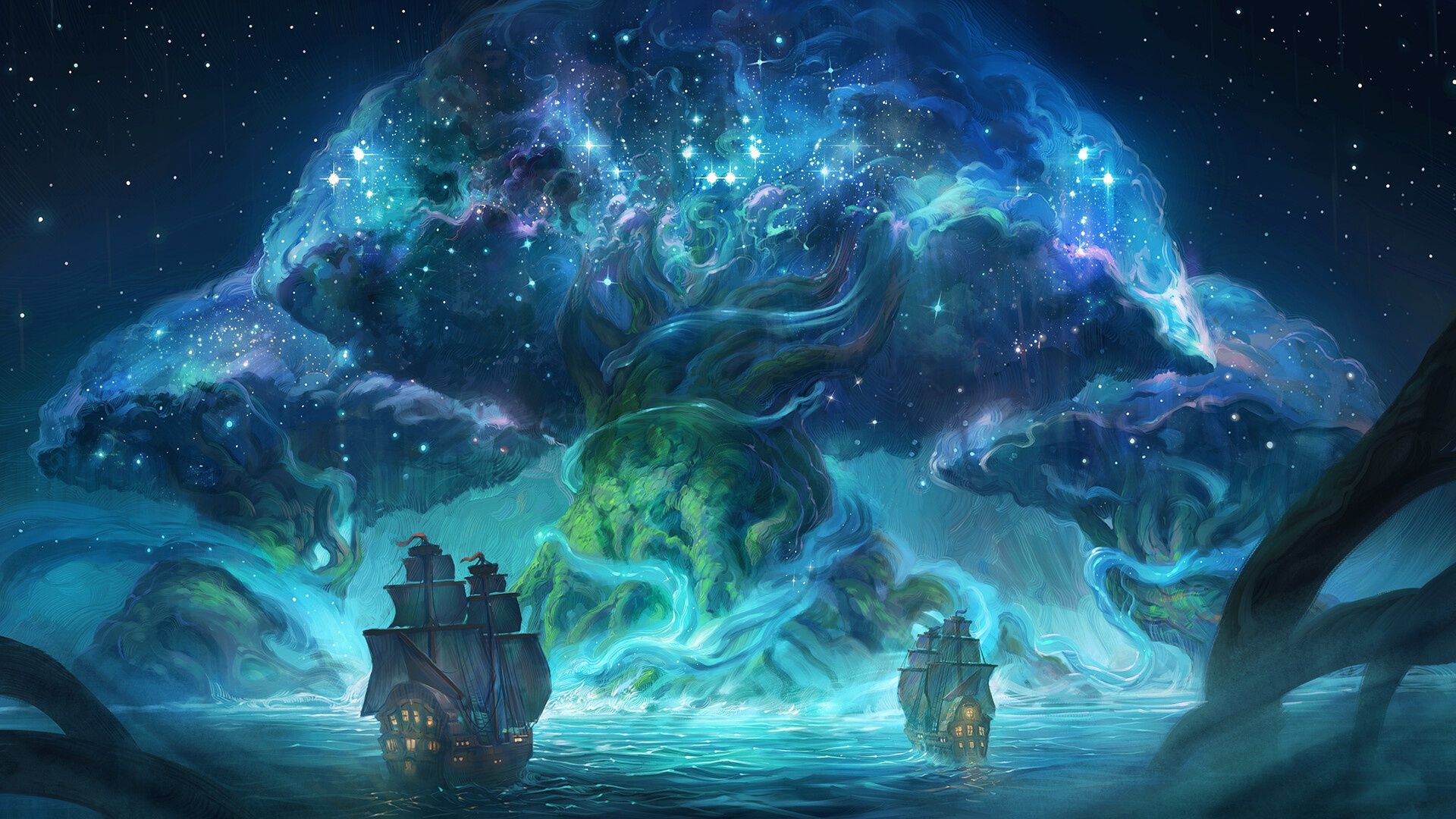 1920x1080 Free sea, night Full HD wallpaper for desktop and phone